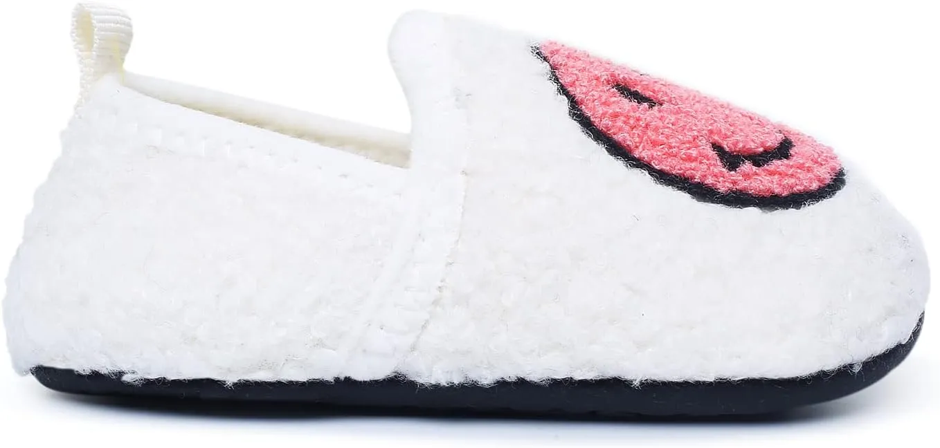 Kids Slippers Toddler Smile Face House Slippers Indoor Home Non-Slip Rubber Sole Shoes Warm Cozy Socks