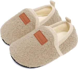 Kids Slippers Toddler Smile Face House Slippers Indoor Home Non-Slip Rubber Sole Shoes Warm Cozy Socks