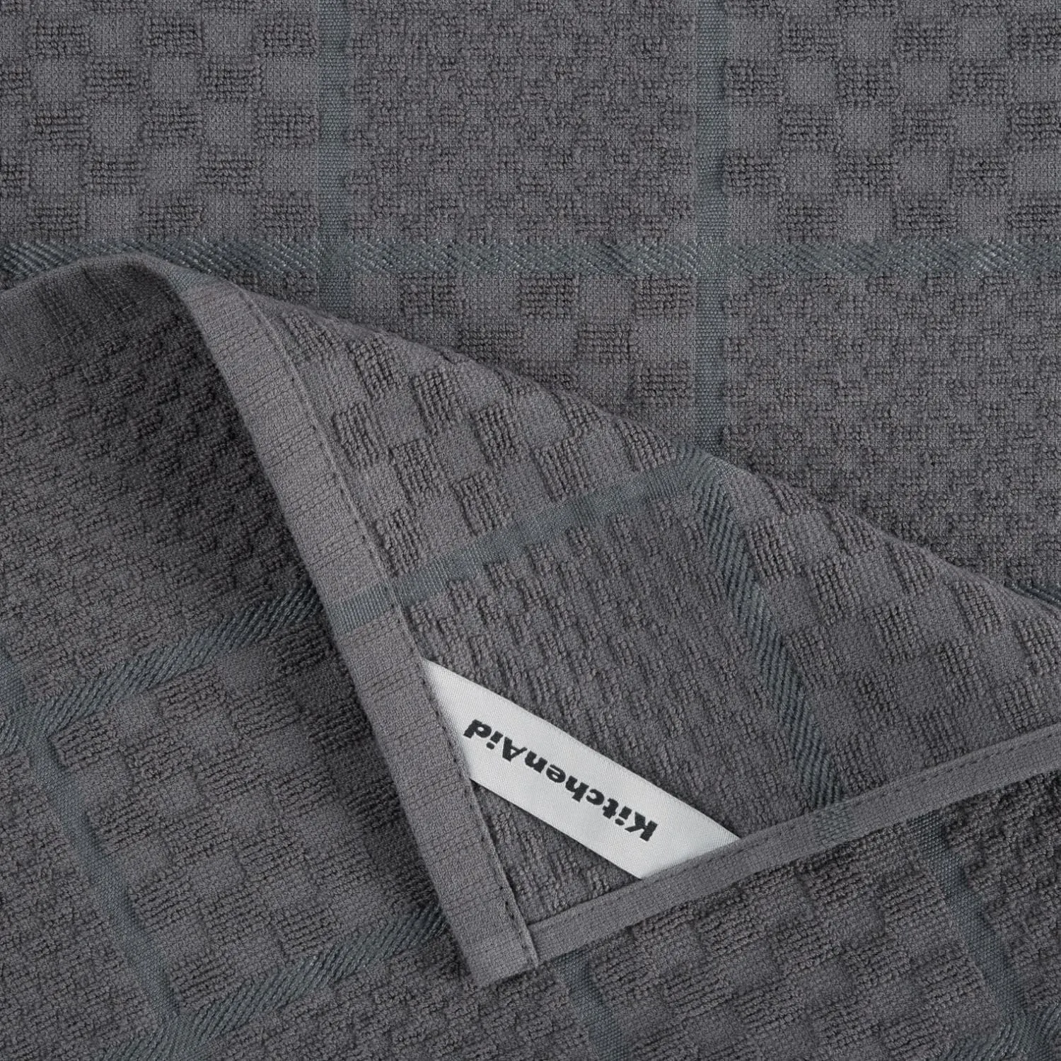 KitchenAid Quilted Cotton Terry Cloth Oven Mitt, Pot Holder Heat Resistant, 16"x26", 7"x13" & 7"x10", Charcoal Grey