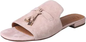 Kluolandi Cute Slides for Women Dressy Comfortable Slip On Open Toe Flat Slide Sandals Suede Leather Slide Slippers