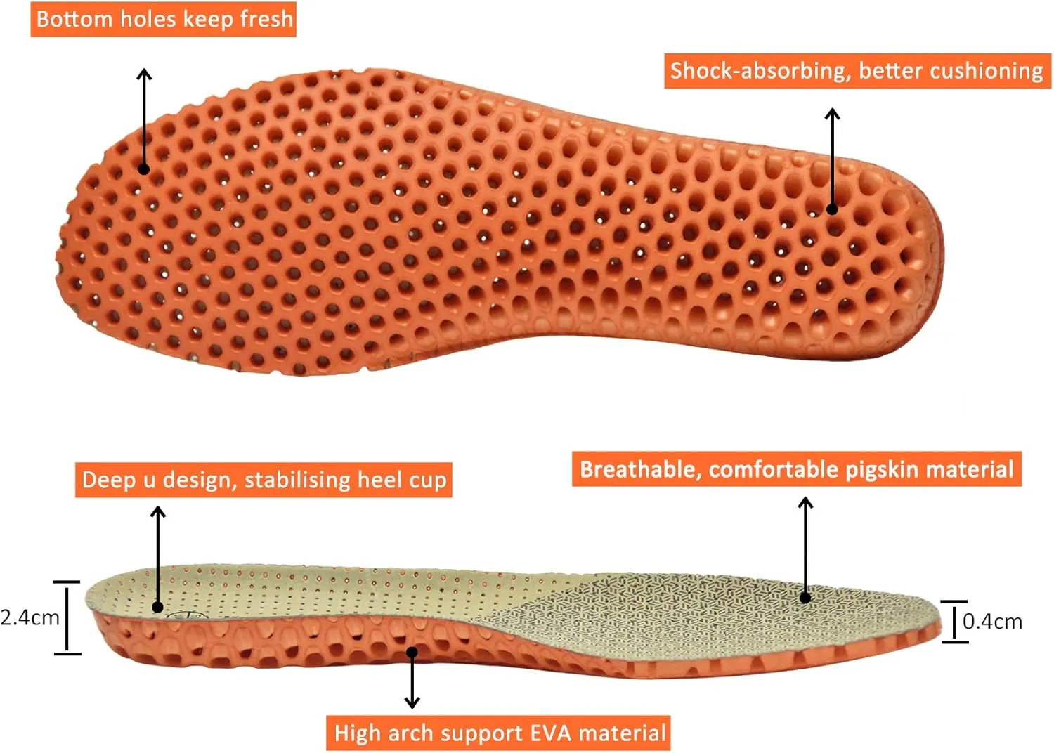 Knixmax Men's/Women's Sport Shoe Insoles Orthotic Inserts with Arch Support breathable Cushioning Shoe Pads Relieve Foot Pain Plantar Fasciitis Insoles beige EU 40