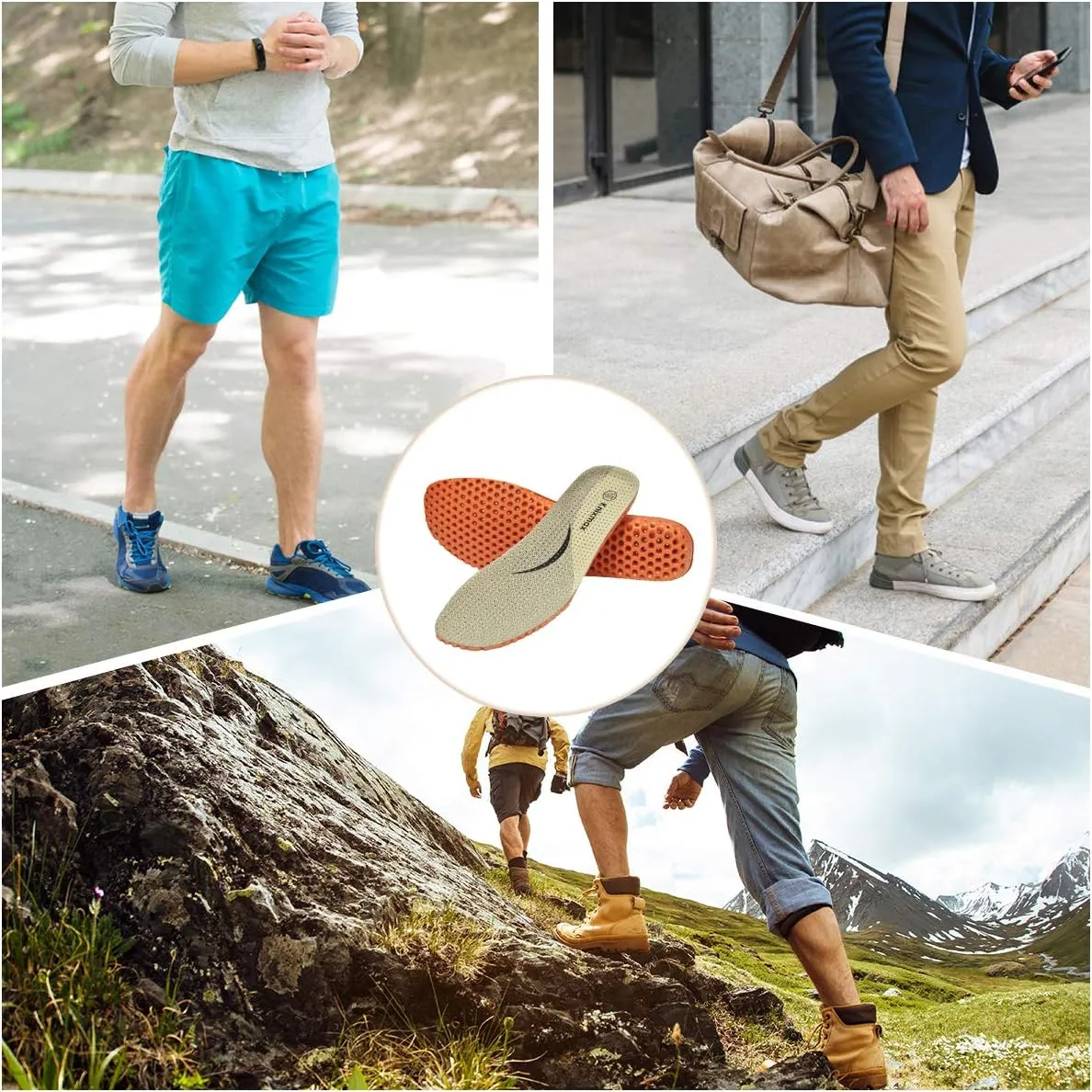 Knixmax Men's/Women's Sport Shoe Insoles Orthotic Inserts with Arch Support breathable Cushioning Shoe Pads Relieve Foot Pain Plantar Fasciitis Insoles beige EU 40