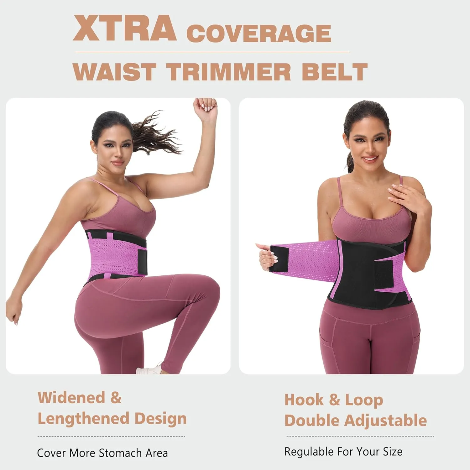 KOOCHY Waist Trainer for Women - Waist Trimmer Back Support Belt Sweat Wrap for Weight Loss Workout Fitness Gym Sport