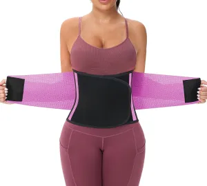 KOOCHY Waist Trainer for Women - Waist Trimmer Back Support Belt Sweat Wrap for Weight Loss Workout Fitness Gym Sport