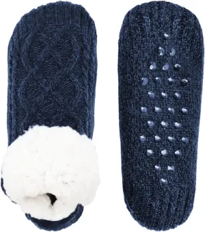 Koreshion Women Knitted Slipper Socks Cozy Sherpa Fuzzy Socks Non Slip Socks Winter Indoor Double Layer Bedroom Slipper Socks