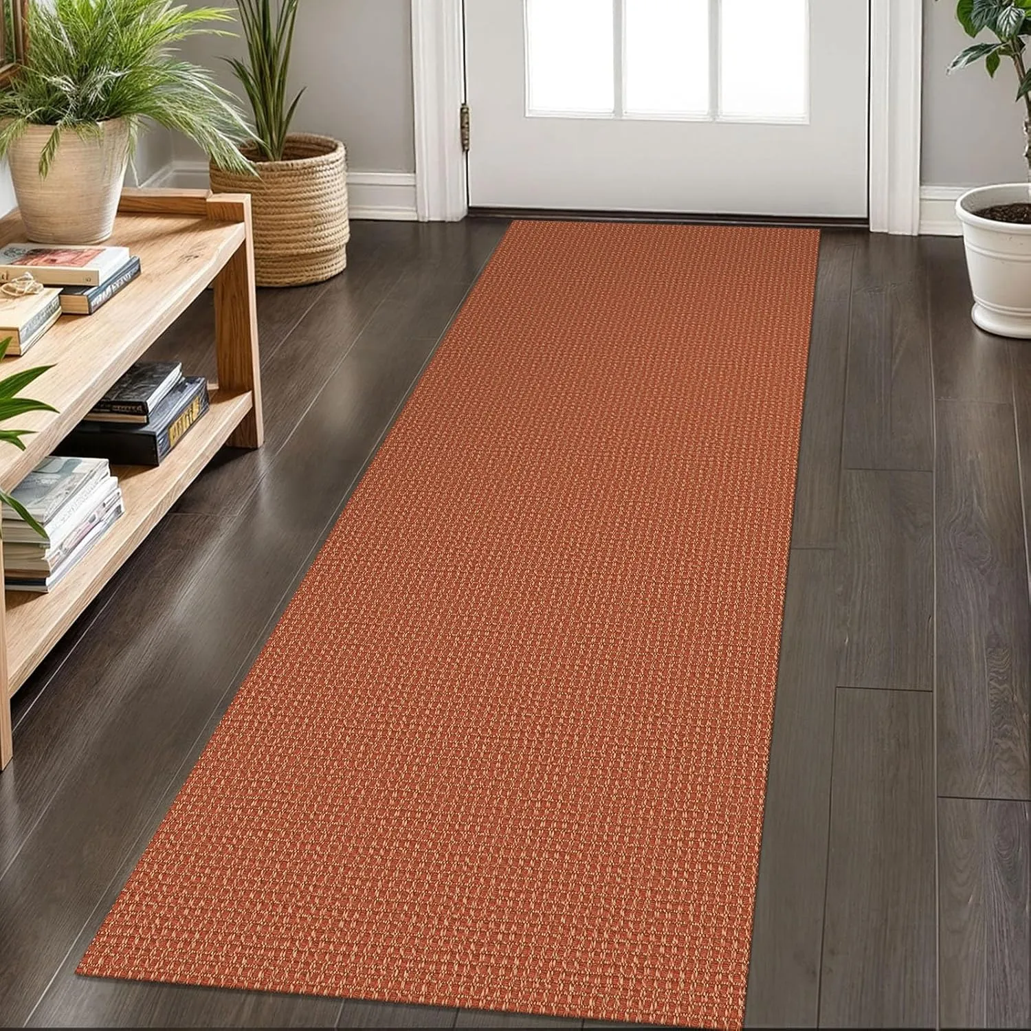 KOZYFLY Runners for Hallways 2x6 ft Washable Kitchen Runner Non Slip Rubber Backed Hall Runners Cotton Entryway Runner Rugs Floor Carpet for Indoor Backdoor Bedroom Kitchen, Orange/Tan