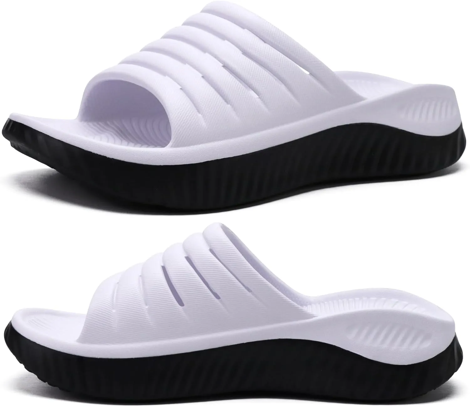 KuaiLu Womens Recovery Sandals With Comfortable Plantar Fasciitis Support,Ladies Orthotic Open Toe Sport Slides Thick Cushion Reduces Stress on Feet,Joints & Back Post-Exercise