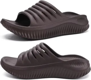 KuaiLu Womens Recovery Sandals With Comfortable Plantar Fasciitis Support,Ladies Orthotic Open Toe Sport Slides Thick Cushion Reduces Stress on Feet,Joints & Back Post-Exercise