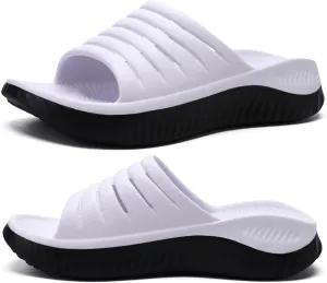 KuaiLu Womens Recovery Sandals With Comfortable Plantar Fasciitis Support,Ladies Orthotic Open Toe Sport Slides Thick Cushion Reduces Stress on Feet,Joints & Back Post-Exercise