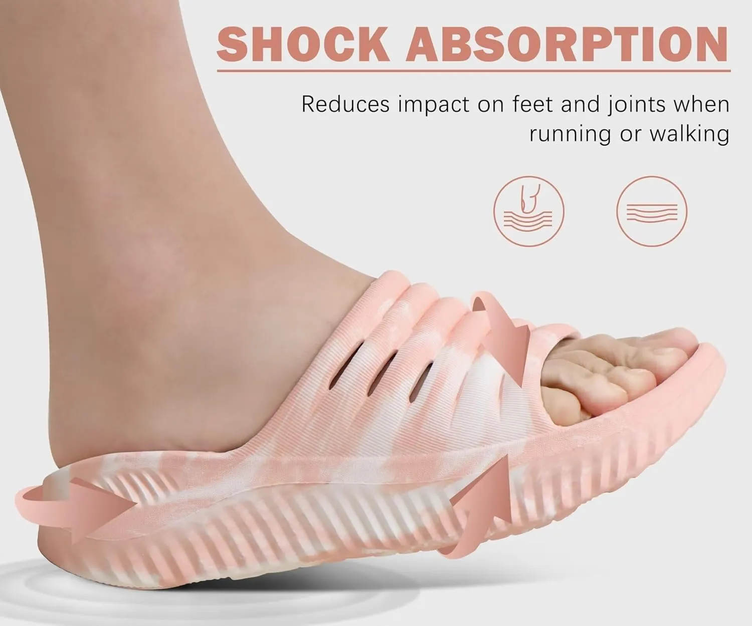 KuaiLu Womens Recovery Sandals With Comfortable Plantar Fasciitis Support,Ladies Orthotic Open Toe Sport Slides Thick Cushion Reduces Stress on Feet,Joints & Back Post-Exercise