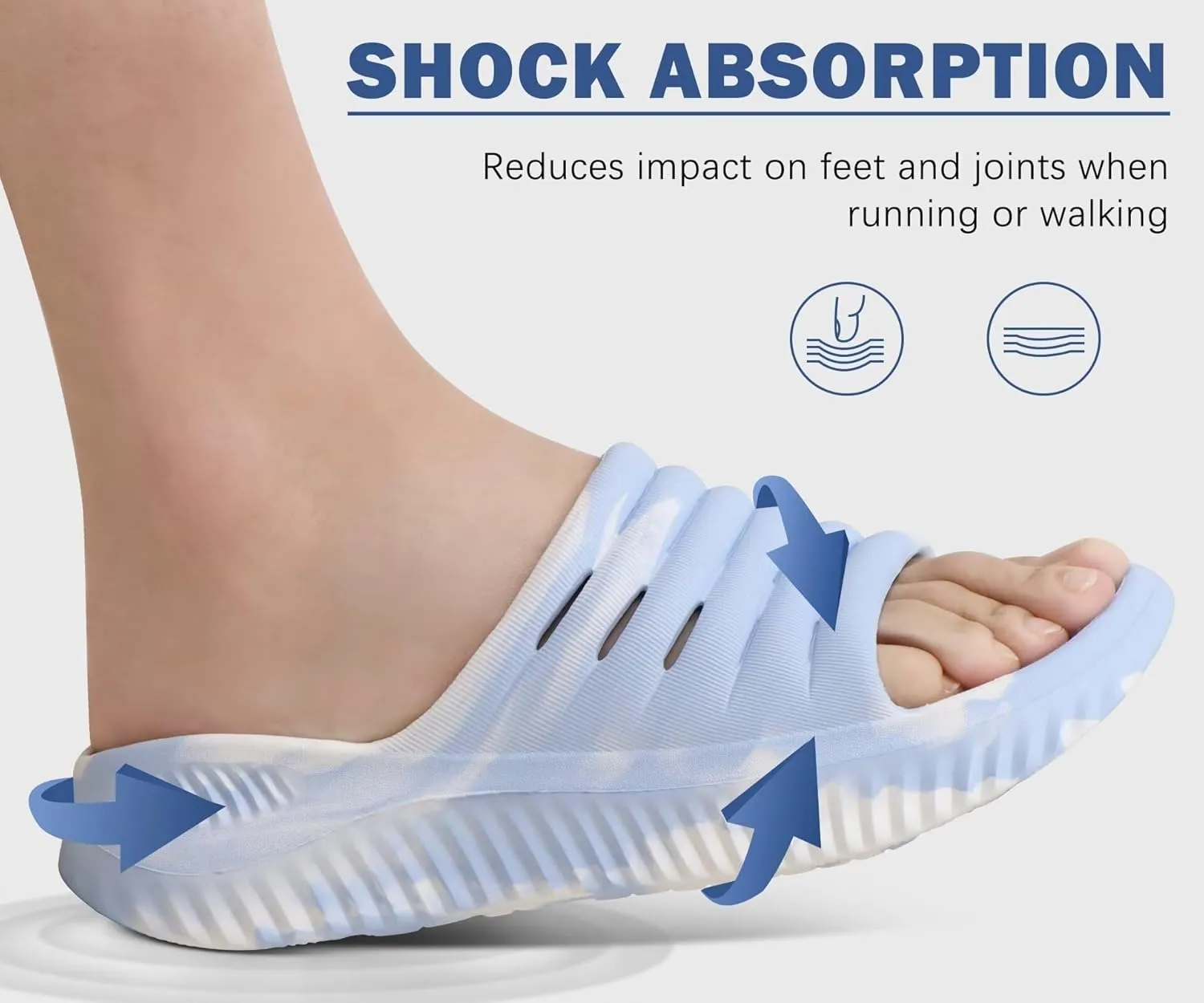 KuaiLu Womens Recovery Sandals With Comfortable Plantar Fasciitis Support,Ladies Orthotic Open Toe Sport Slides Thick Cushion Reduces Stress on Feet,Joints & Back Post-Exercise