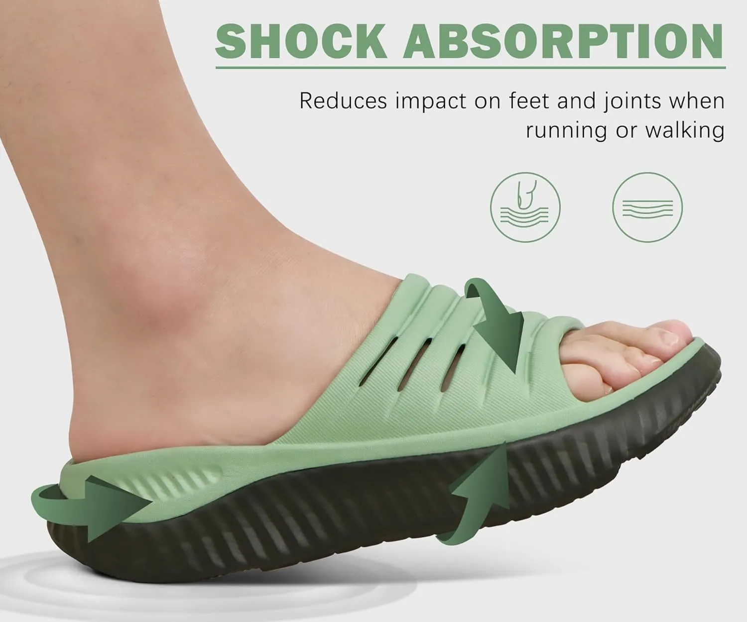 KuaiLu Womens Recovery Sandals With Comfortable Plantar Fasciitis Support,Ladies Orthotic Open Toe Sport Slides Thick Cushion Reduces Stress on Feet,Joints & Back Post-Exercise
