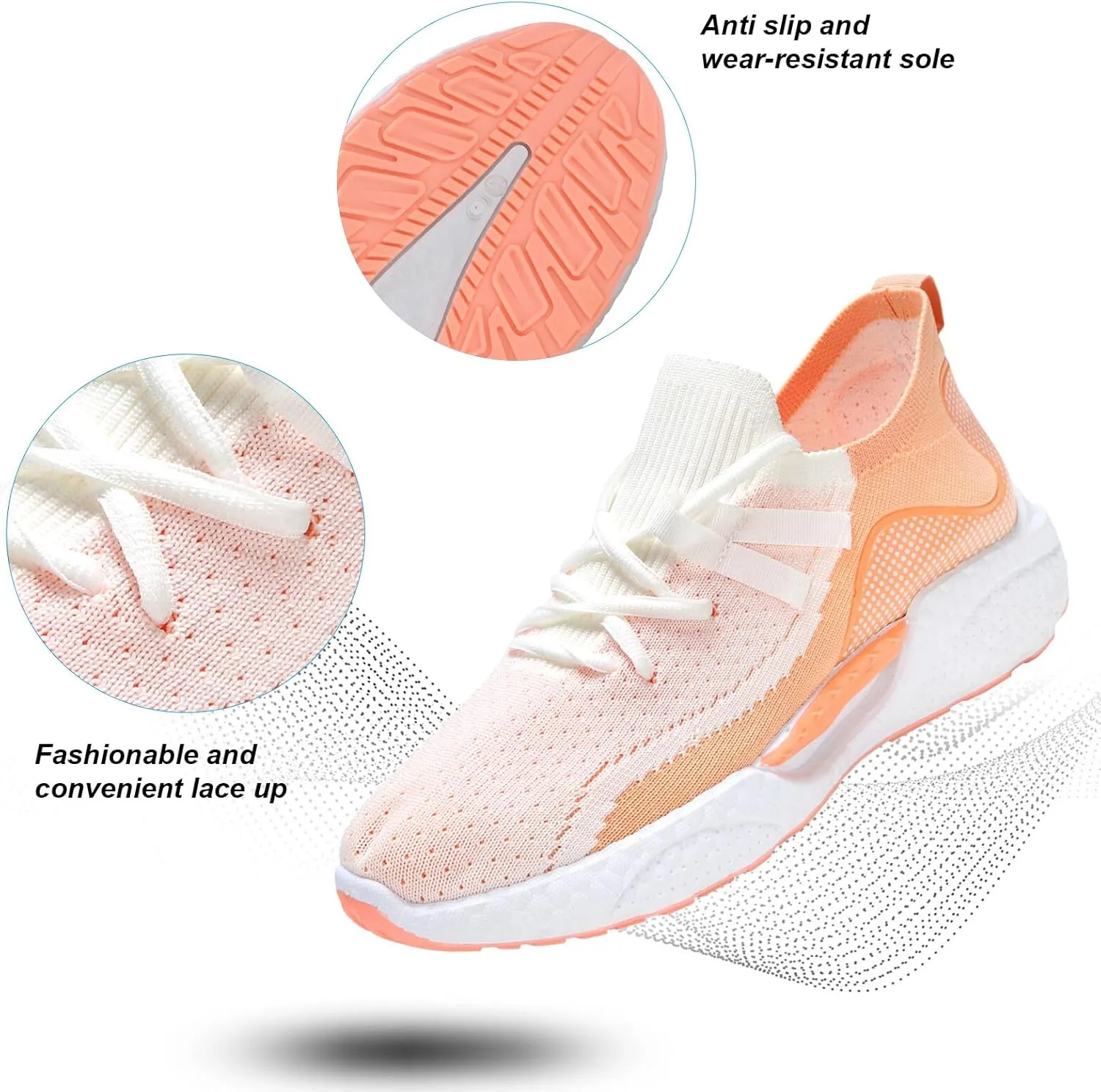 KUNWFNIX Womens Walking Tennis Shoes Slip On Memory Foam Lightweight Casual Sneakers Breathable Tennis Shoes for Gym Travel Work