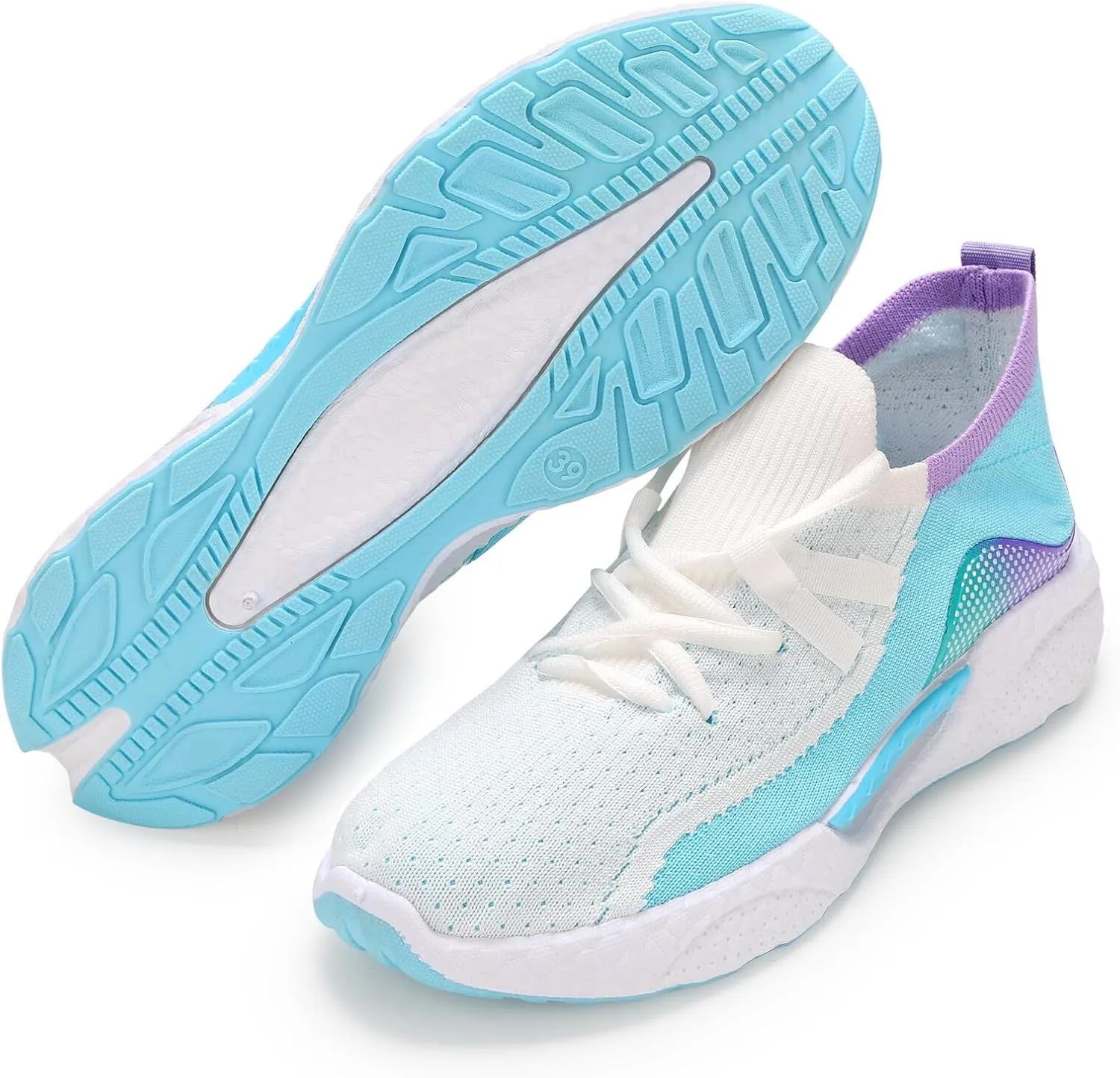 KUNWFNIX Womens Walking Tennis Shoes Slip On Memory Foam Lightweight Casual Sneakers Breathable Tennis Shoes for Gym Travel Work