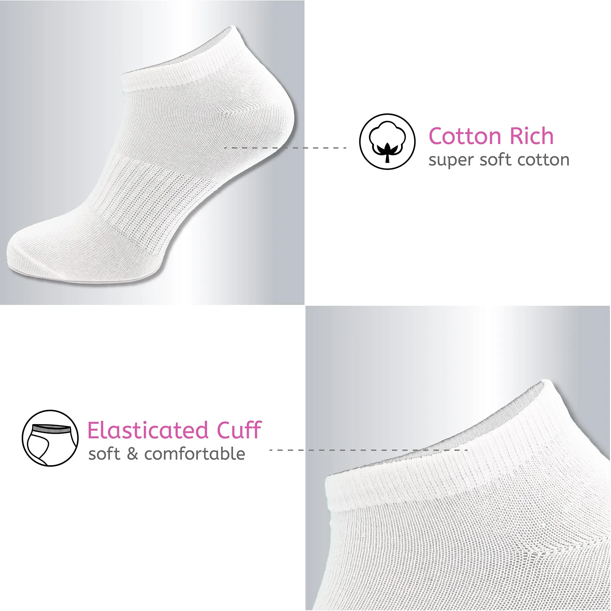 Ladies 12PK Trainer Liner Socks White