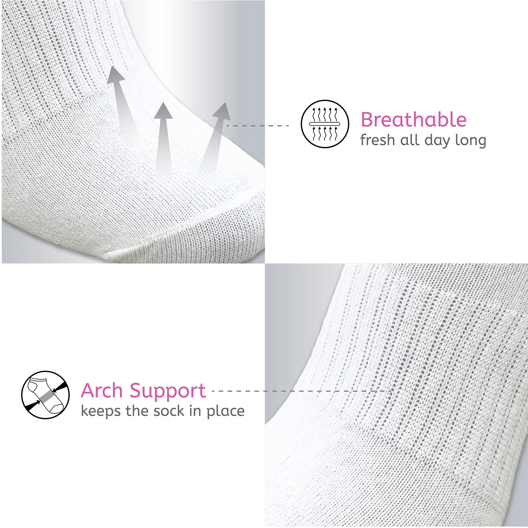 Ladies 12PK Trainer Liner Socks White