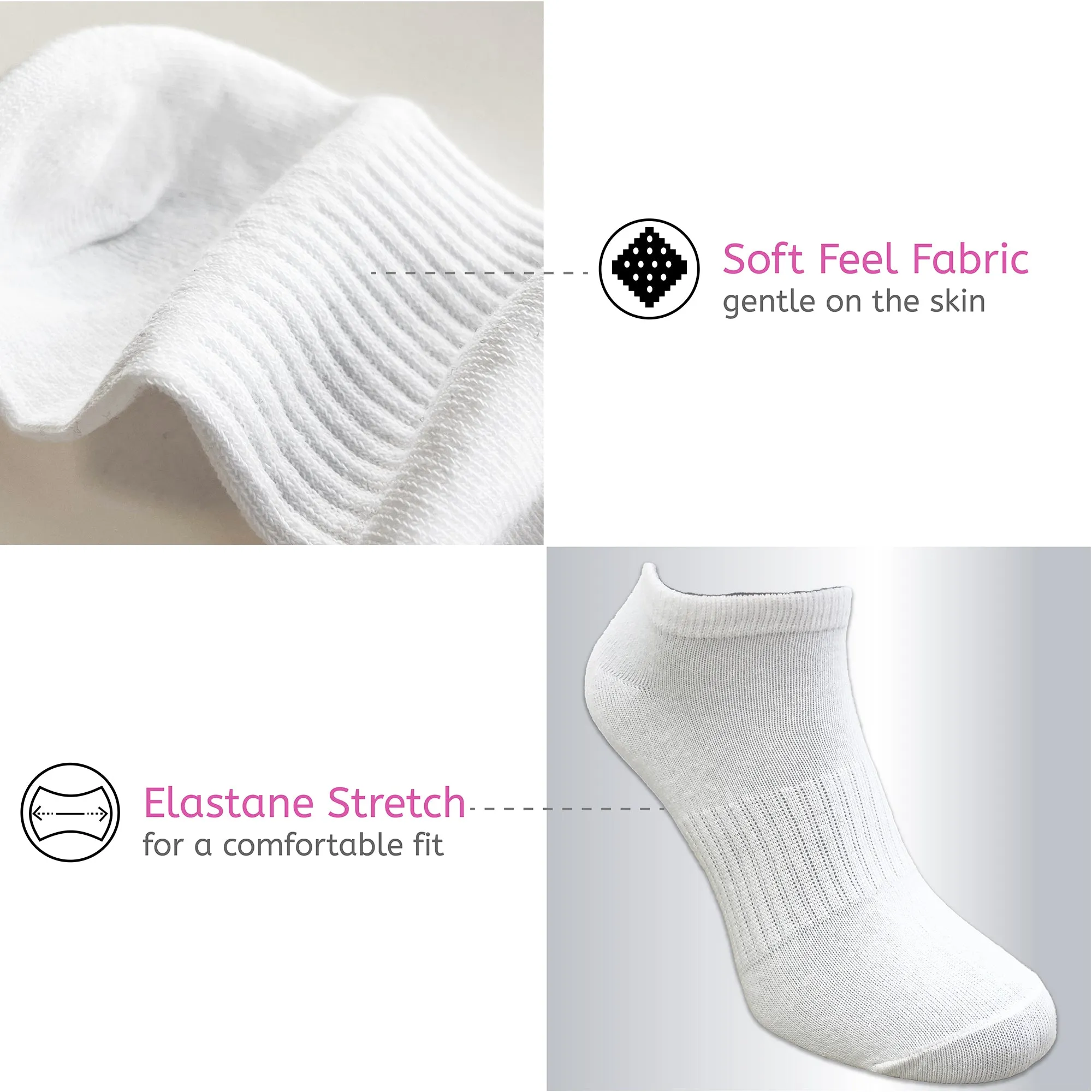 Ladies 12PK Trainer Liner Socks White