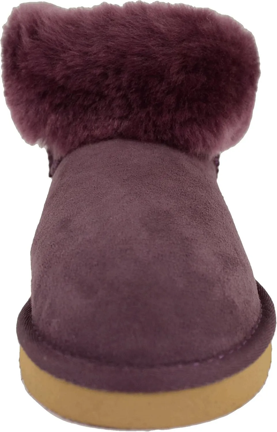 Ladies Genuine Sheepskin Lower Calf Roll Down Short Boot with Button Design