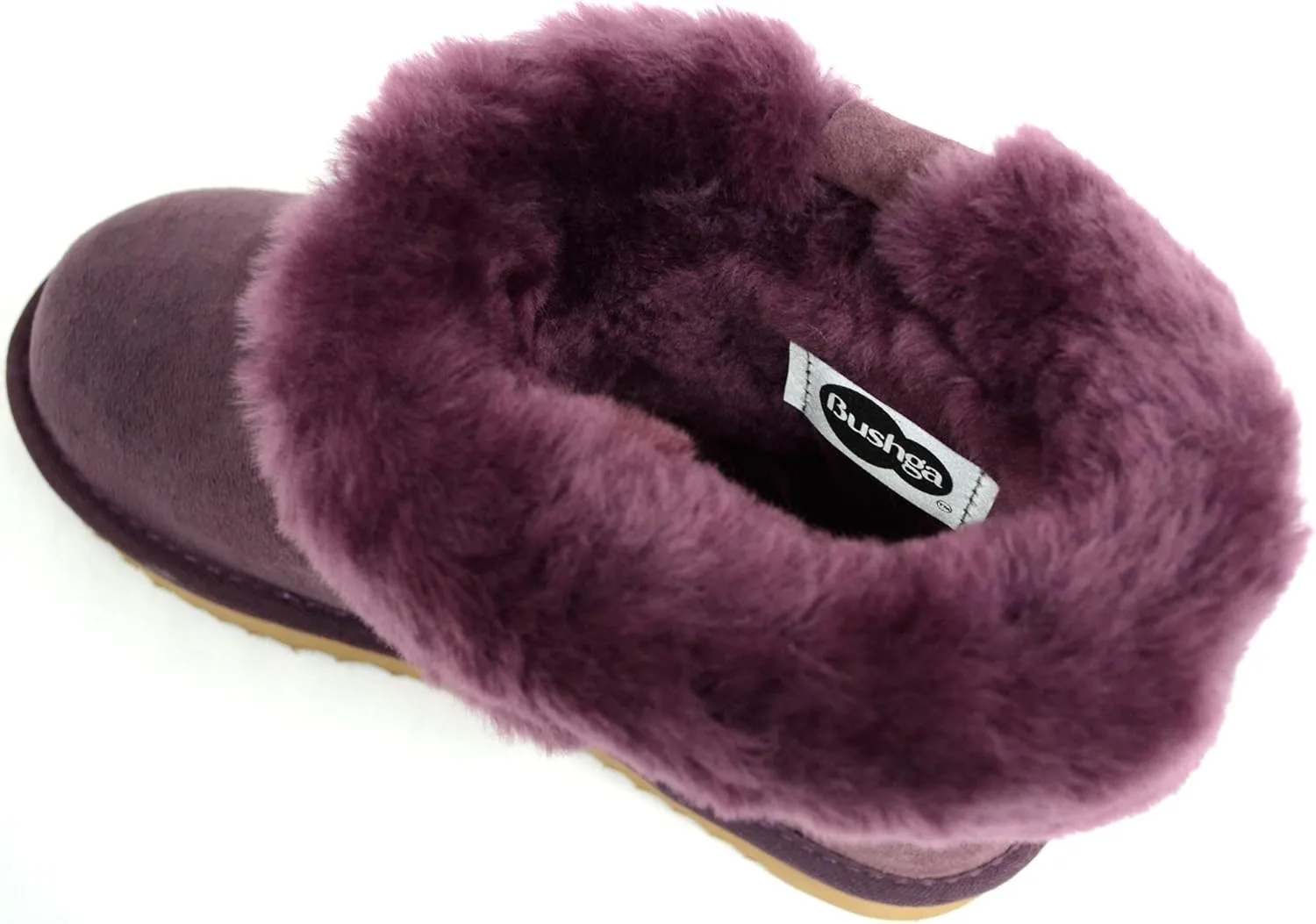 Ladies Genuine Sheepskin Lower Calf Roll Down Short Boot with Button Design