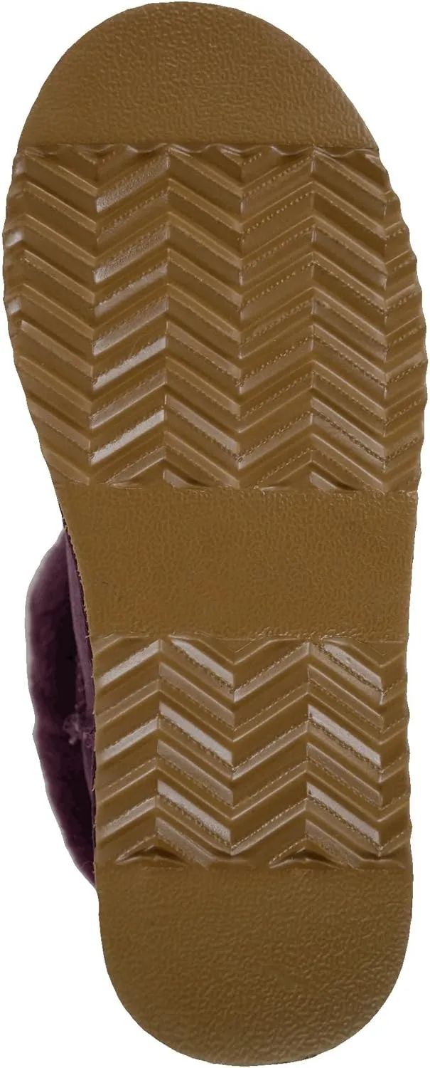 Ladies Genuine Sheepskin Lower Calf Roll Down Short Boot with Button Design