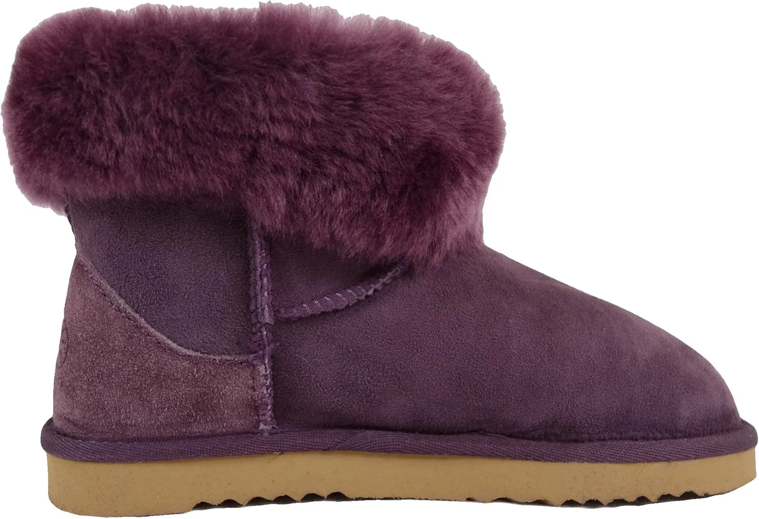 Ladies Genuine Sheepskin Lower Calf Roll Down Short Boot with Button Design