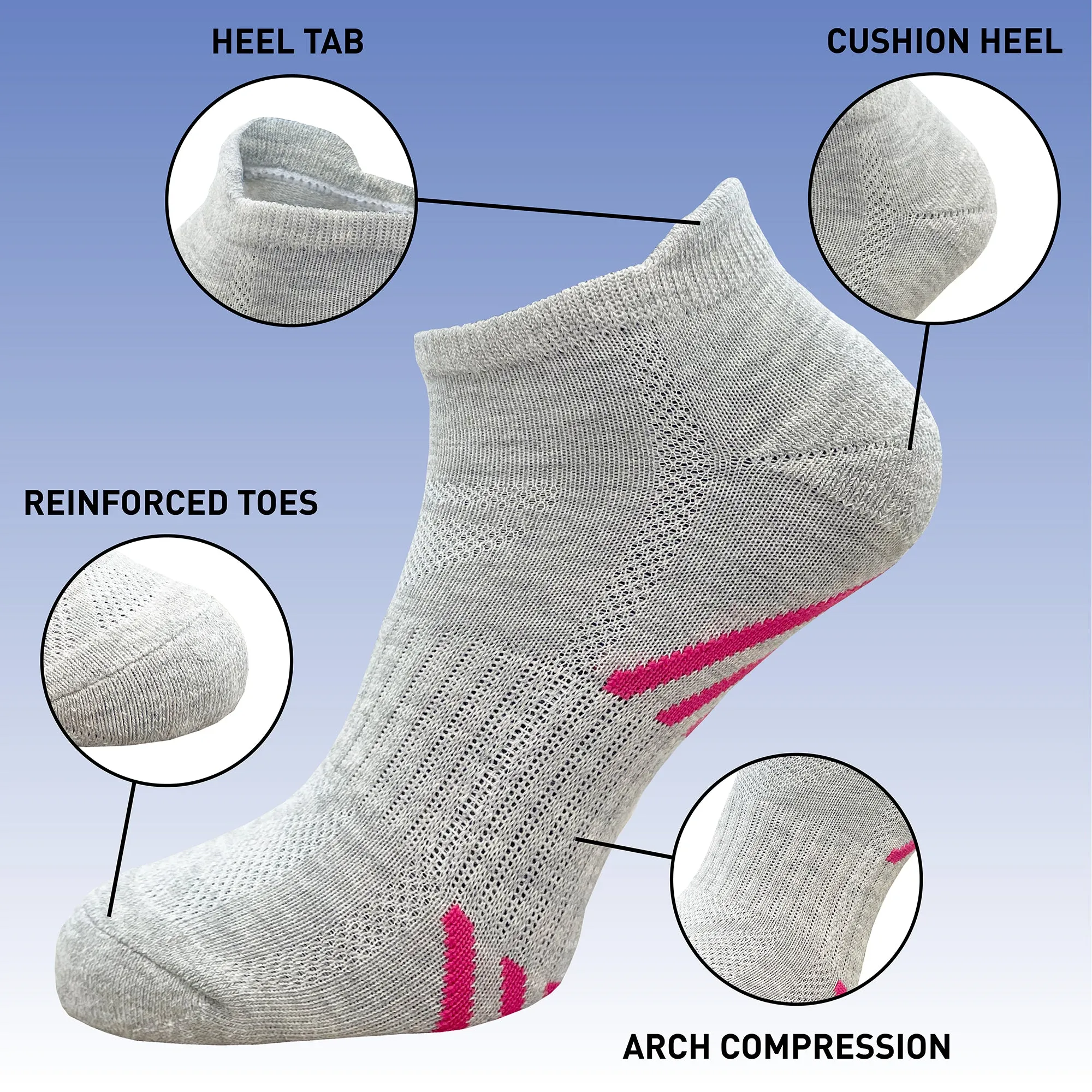 Ladies Trainer 5 Pack Liner Sports Socks Assorted