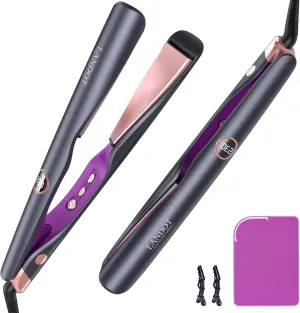 LANDOT 2-in-1 Hair Straightener and Curler - Ceramic Twist Flat Iron Curling Iron for Curl/Wave/Straighten - Pro Styling Tool Salon Results for All Hair Types Adjustable Temp Dual Voltage