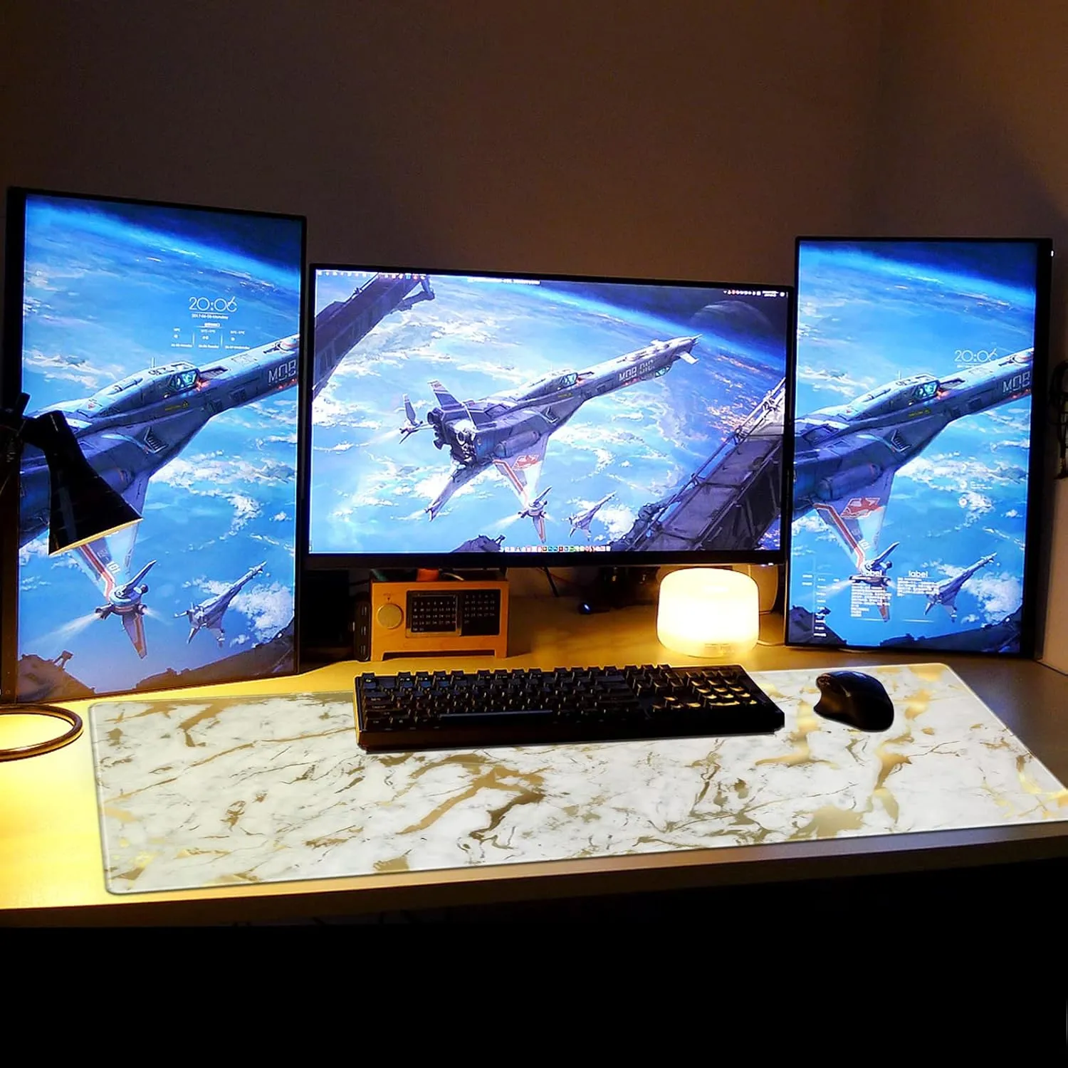 Large Gaming XXL Mouse Pad with Stitched Edge 31.5"x11.8"x0.15" Mouse Mat Customized Extended Gaming Mouse Pad Anti-Slip Rubber Base Ergonomic Mouse Pad for Computer (Gold Marble)