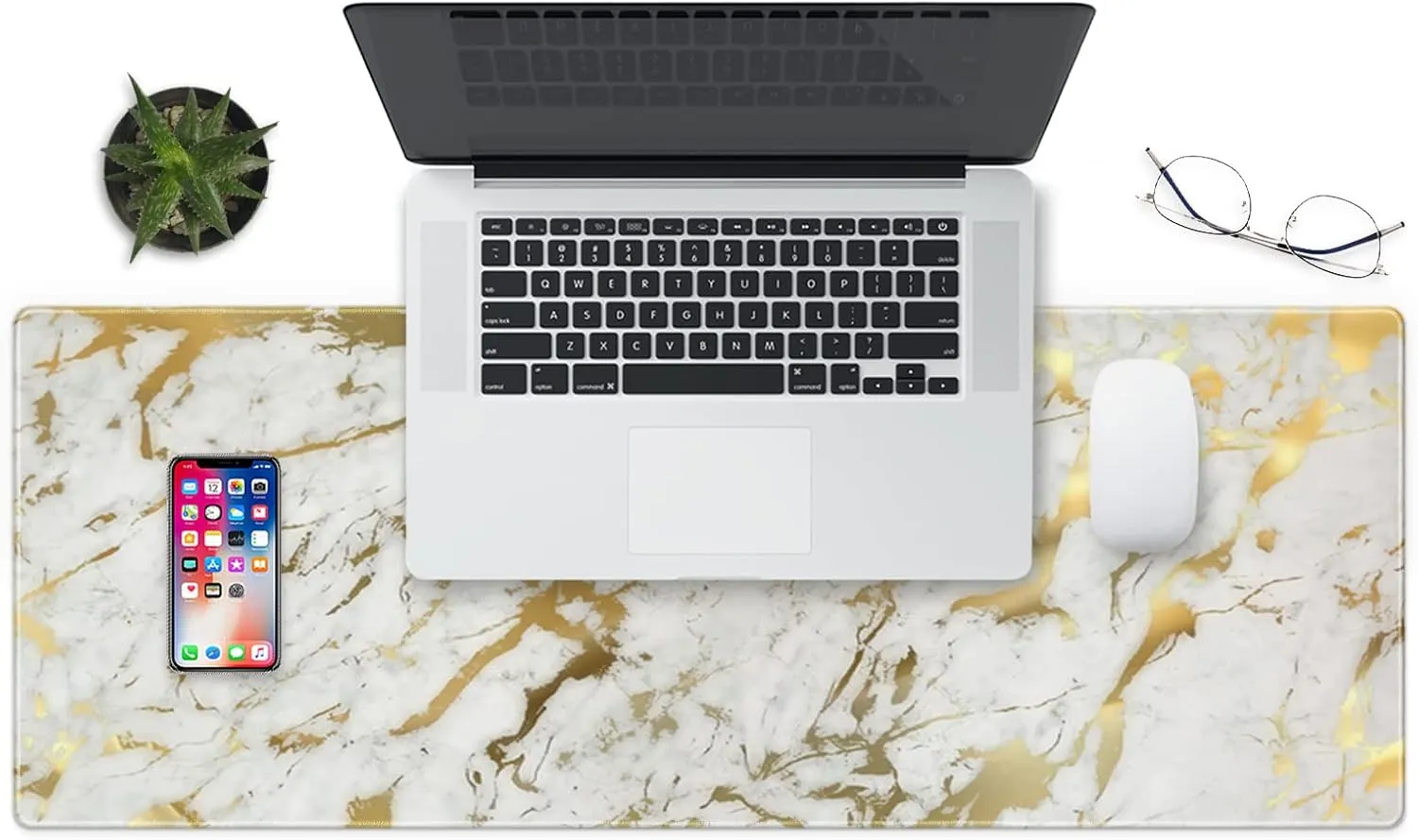 Large Gaming XXL Mouse Pad with Stitched Edge 31.5"x11.8"x0.15" Mouse Mat Customized Extended Gaming Mouse Pad Anti-Slip Rubber Base Ergonomic Mouse Pad for Computer (Gold Marble)