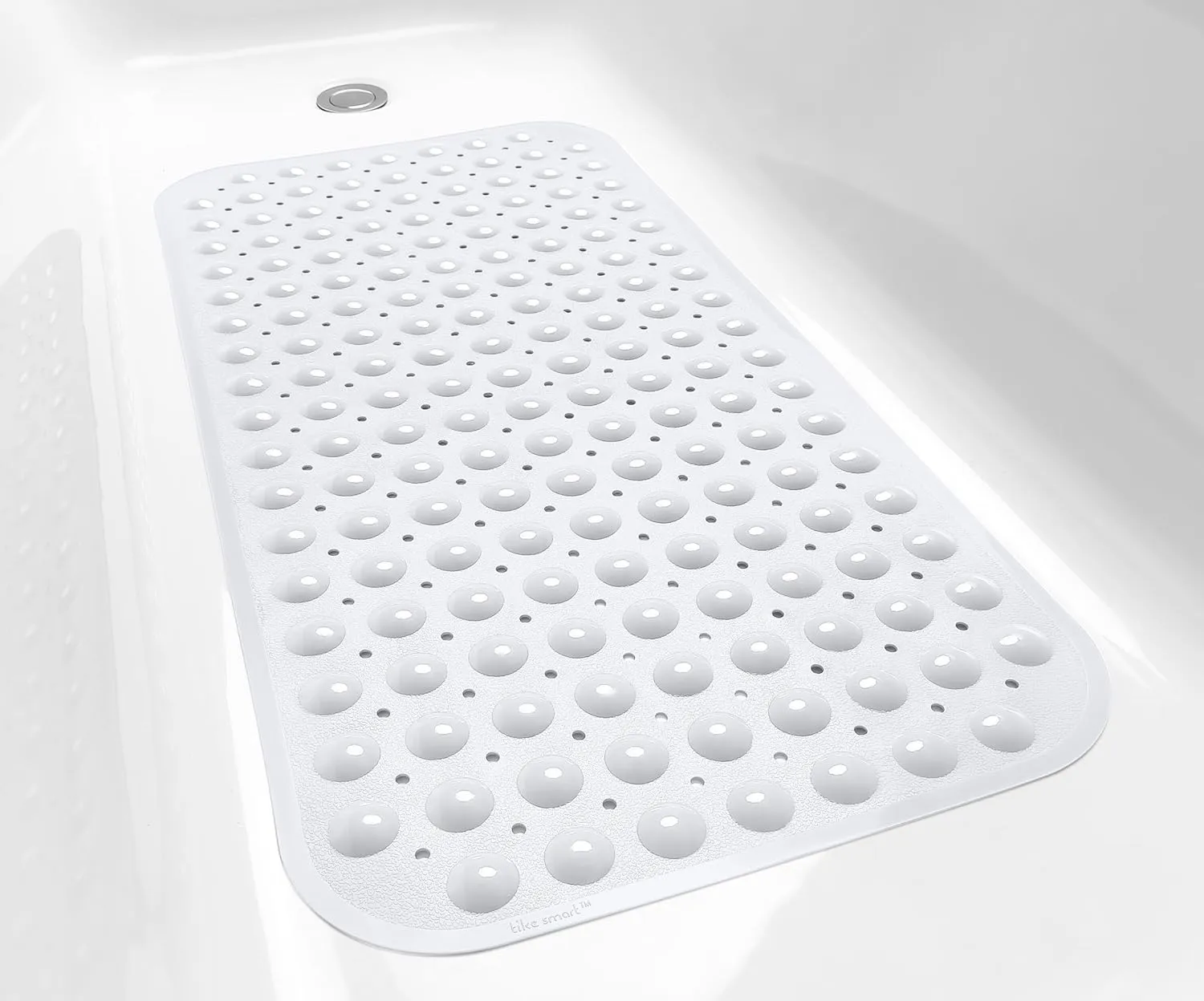 Large Non-Slip Bathtub & Shower Mat 31 inch x16 inch (Smooth/Non-Textured Tubs Only) Safe, Clean, Machine-Washable, Superior Grip&Drainage, Vinyl, Opaque White, Medium