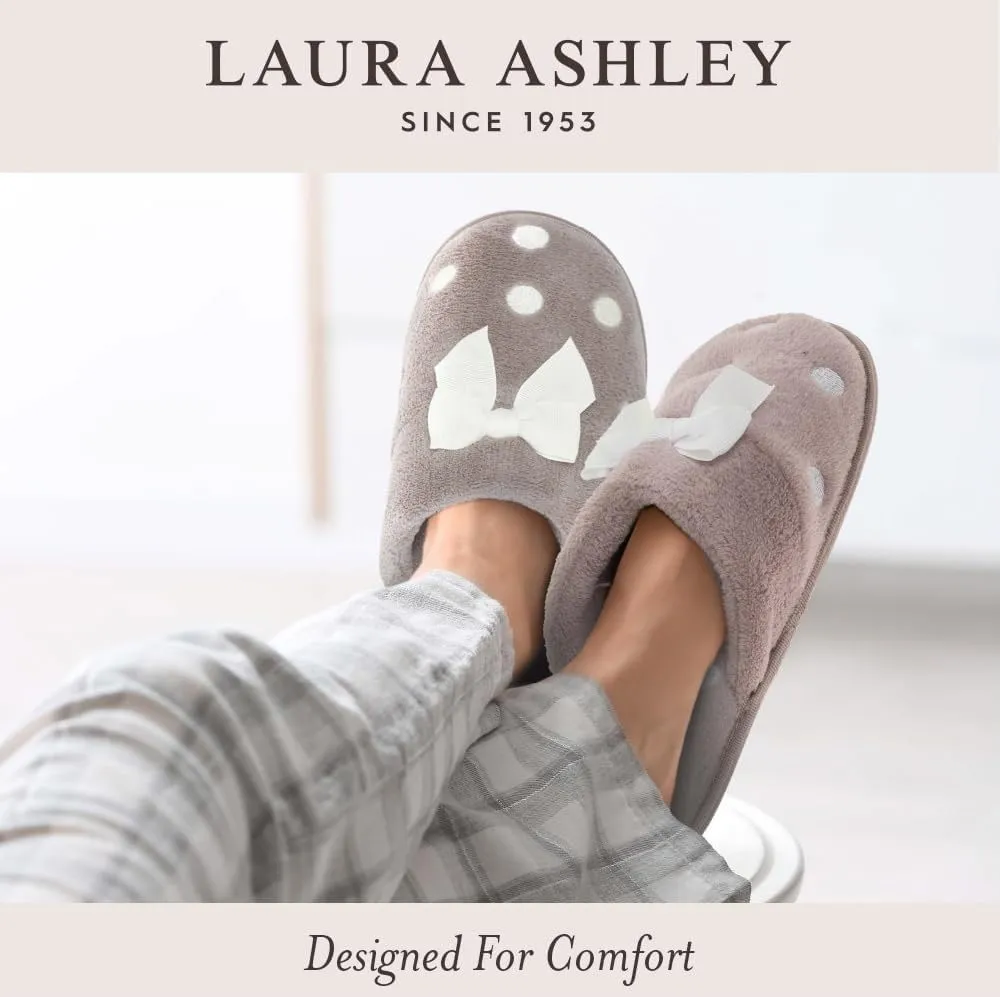 Laura Ashley Womens Fair Isle Fuzzy Slipper Socks with Grippers, Non Slip Warm Cozy Indoor House Slippers