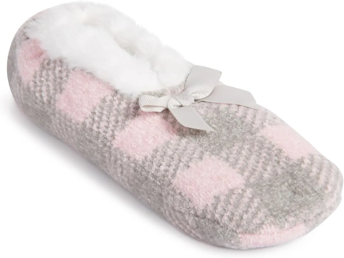 Laura Ashley Womens Fair Isle Fuzzy Slipper Socks with Grippers, Non Slip Warm Cozy Indoor House Slippers
