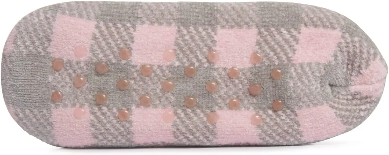 Laura Ashley Womens Fair Isle Fuzzy Slipper Socks with Grippers, Non Slip Warm Cozy Indoor House Slippers