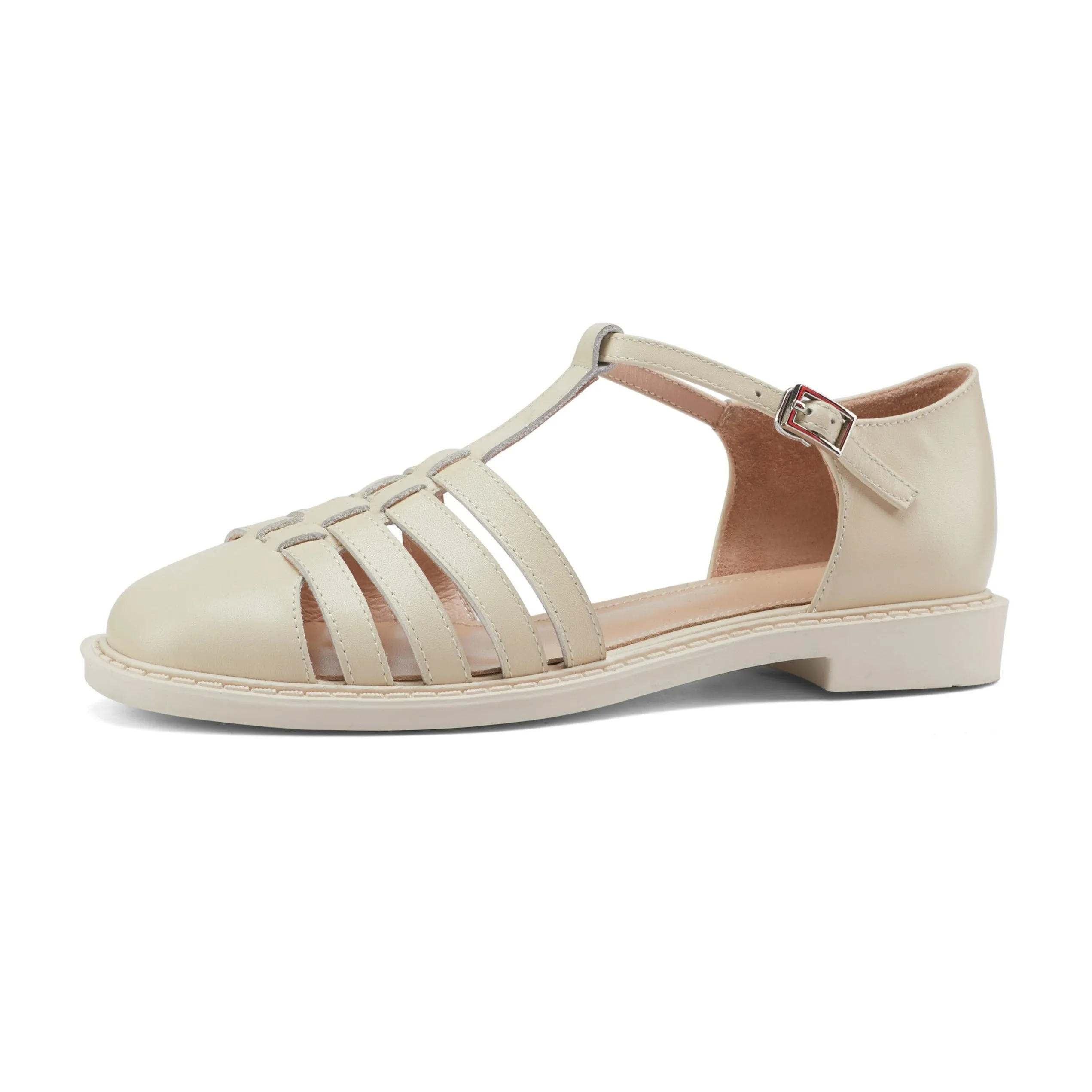 Leather Fisherman Braided Flat Sandals Closed Toe