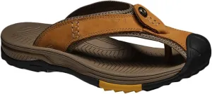 Leather Flip Flops Mens Summer Casual Beach Sandals Non Slip Closed Toe Walking Hiking Sandals Beach Slipper