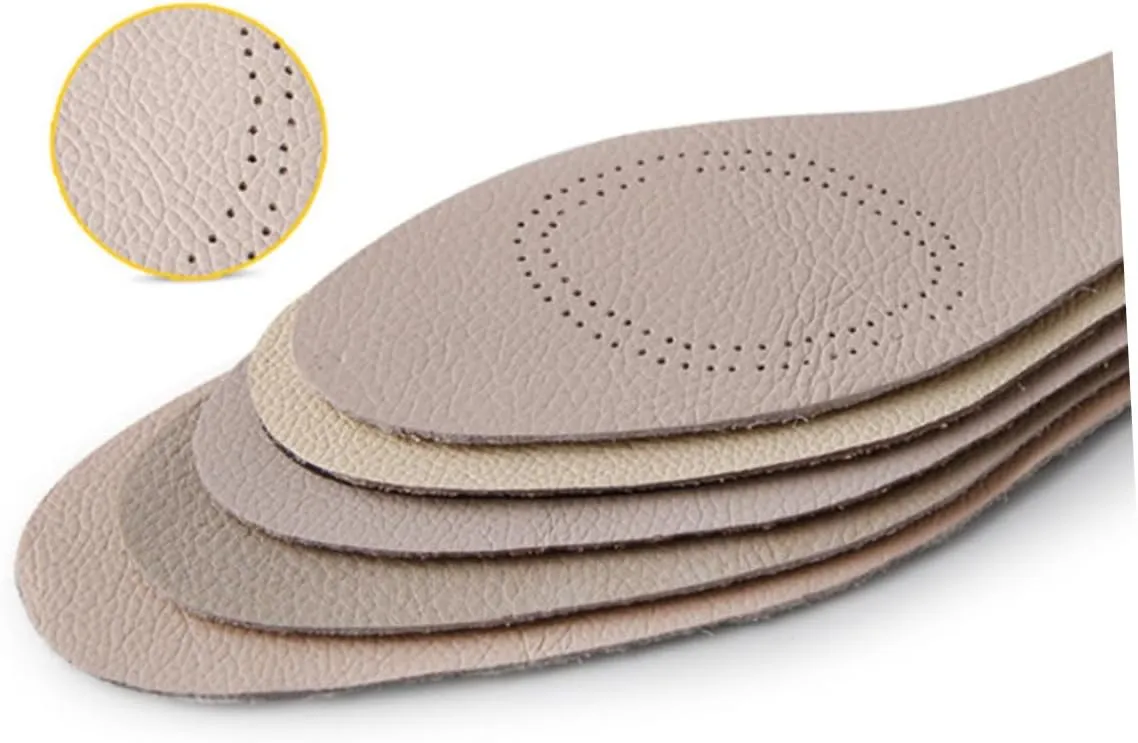 Leather Insoles Breathable and Comfortable Sports Shoe Pads in White for Size 41/42 Cowhide Material