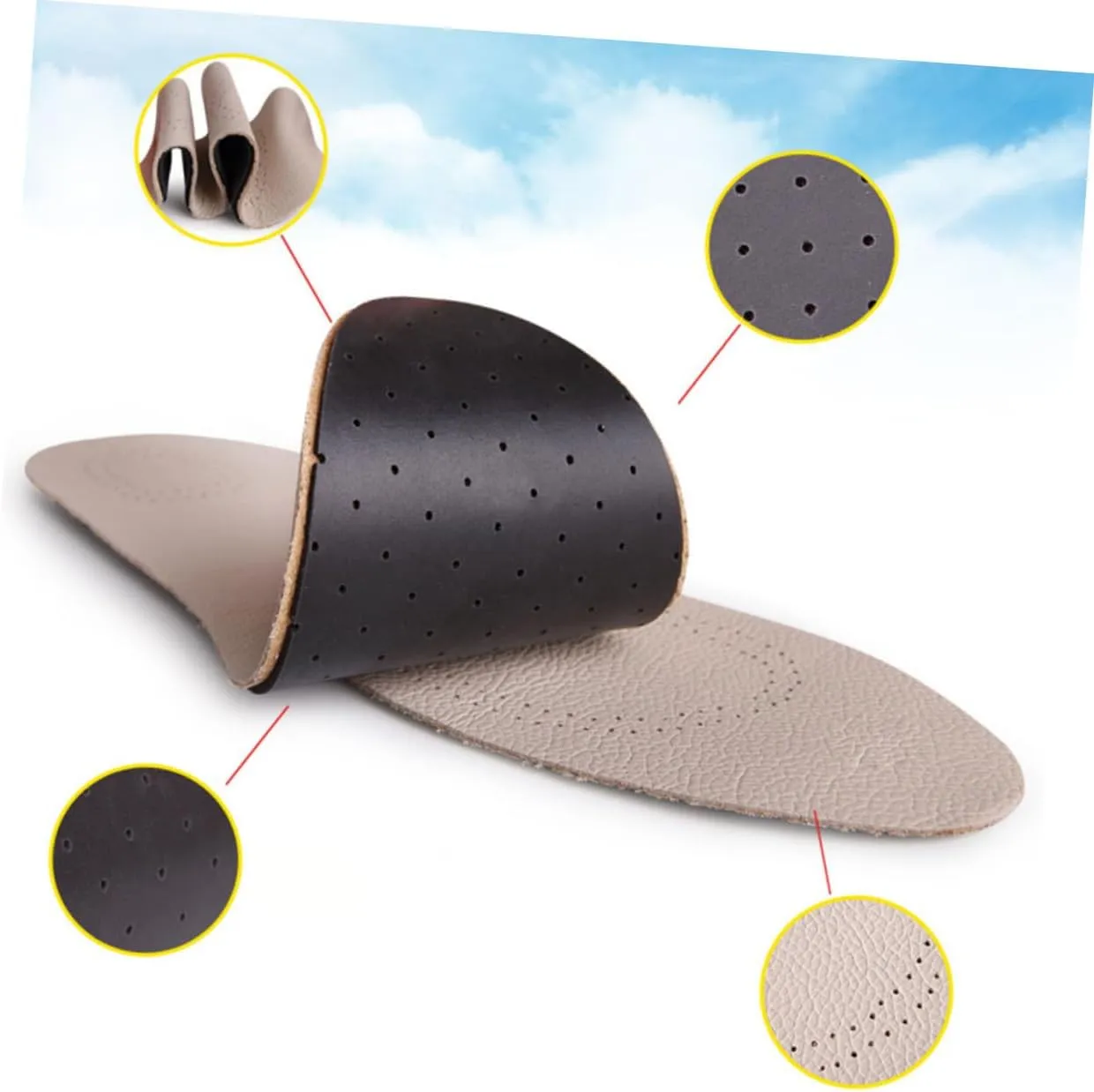 Leather Insoles Breathable and Comfortable Sports Shoe Pads in White for Size 41/42 Cowhide Material