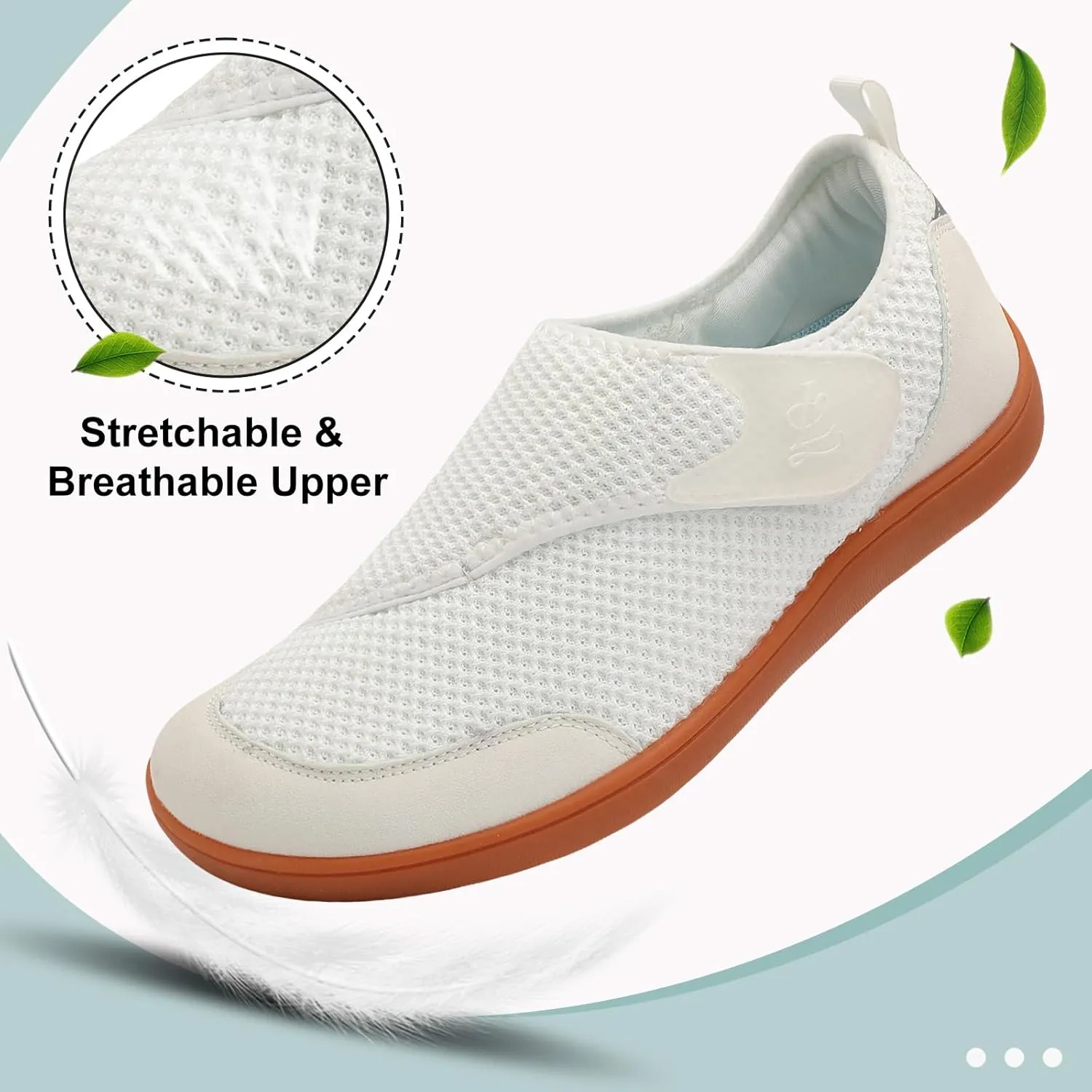 LeIsfIt Mens Walking Shoes Wide Diabetic Shoes Adjustable Barefoot Shoes Breathable Zero Drop Shoes Wide Width Arthritis Edema Shoes