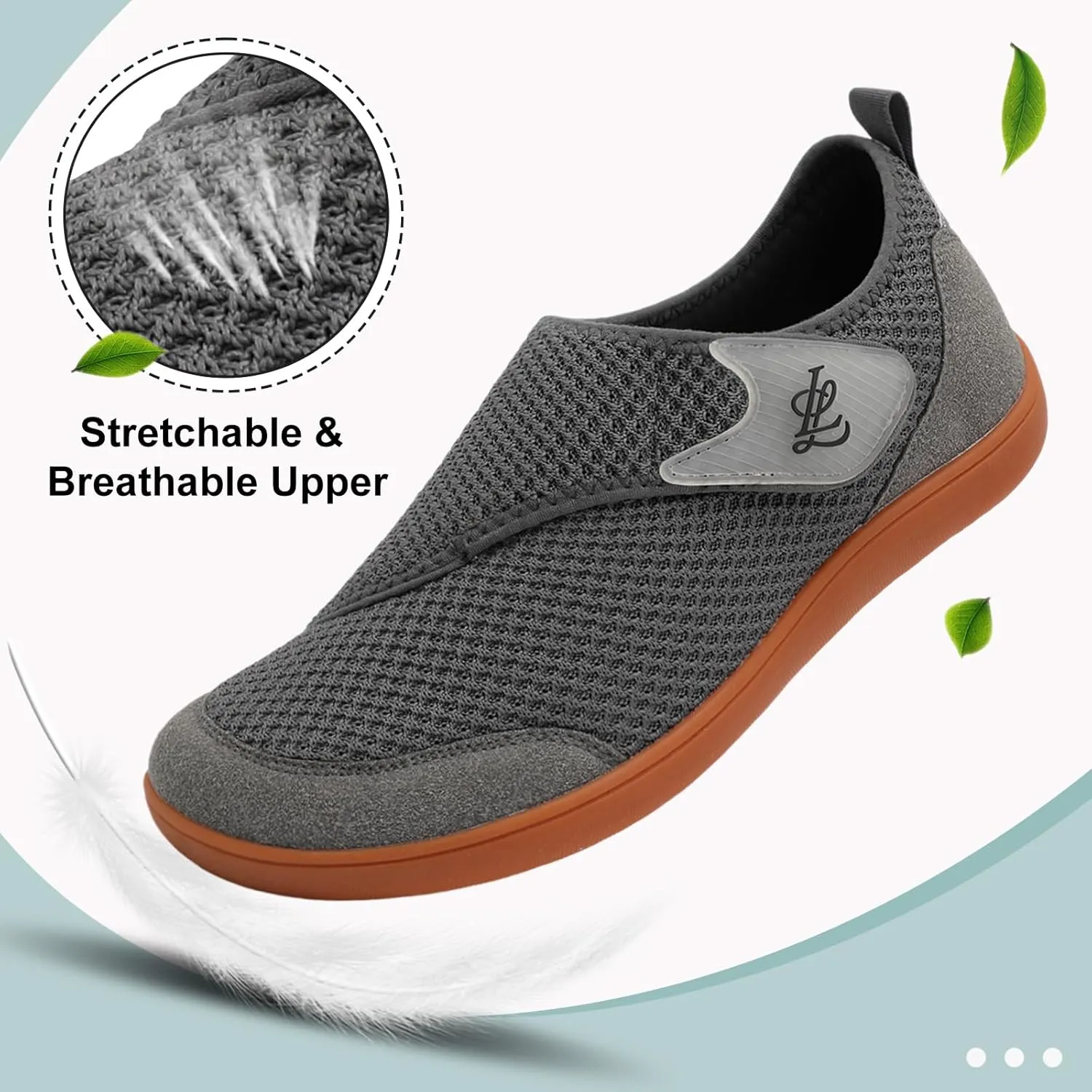 LeIsfIt Mens Walking Shoes Wide Diabetic Shoes Adjustable Barefoot Shoes Breathable Zero Drop Shoes Wide Width Arthritis Edema Shoes