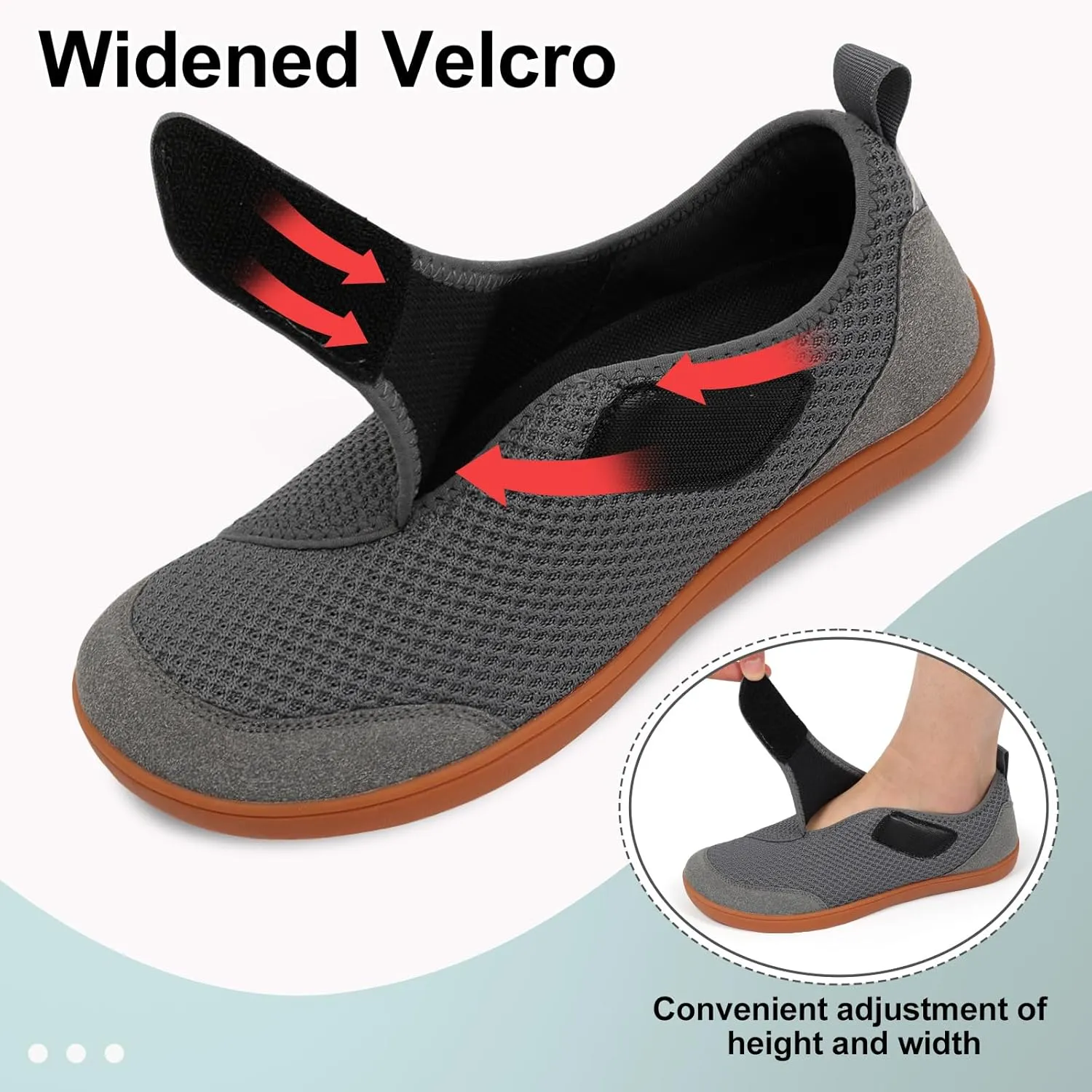 LeIsfIt Mens Walking Shoes Wide Diabetic Shoes Adjustable Barefoot Shoes Breathable Zero Drop Shoes Wide Width Arthritis Edema Shoes