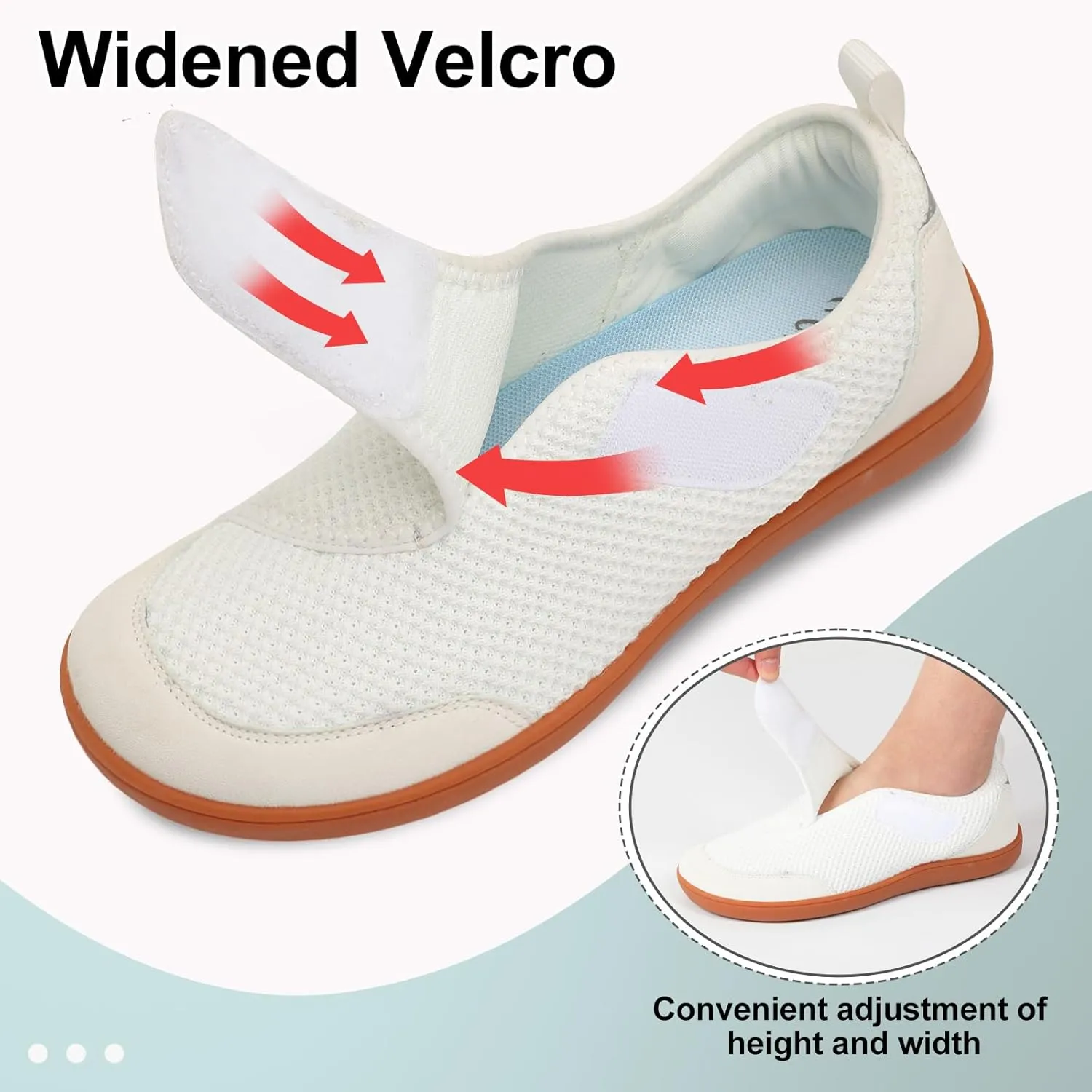 LeIsfIt Mens Walking Shoes Wide Diabetic Shoes Adjustable Barefoot Shoes Breathable Zero Drop Shoes Wide Width Arthritis Edema Shoes