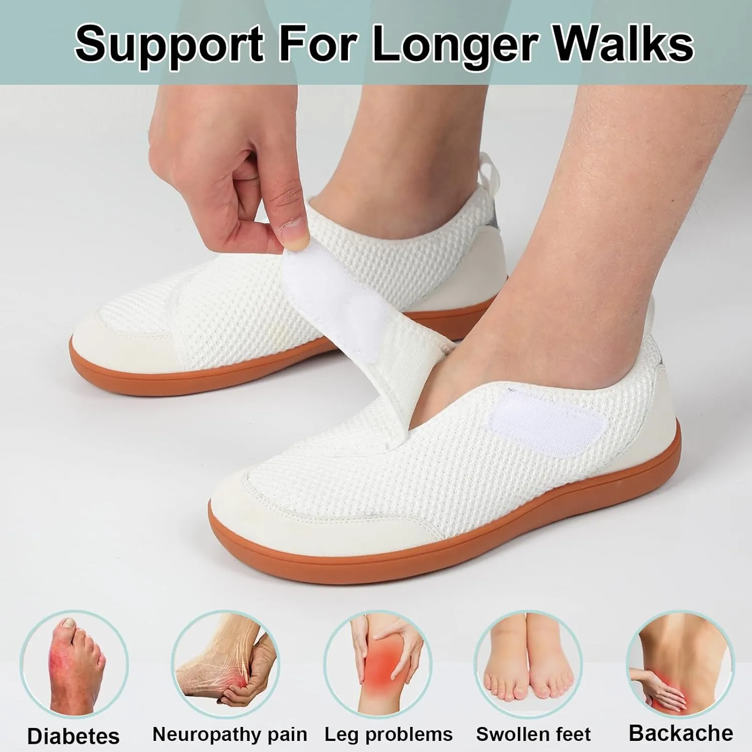 LeIsfIt Mens Walking Shoes Wide Diabetic Shoes Adjustable Barefoot Shoes Breathable Zero Drop Shoes Wide Width Arthritis Edema Shoes