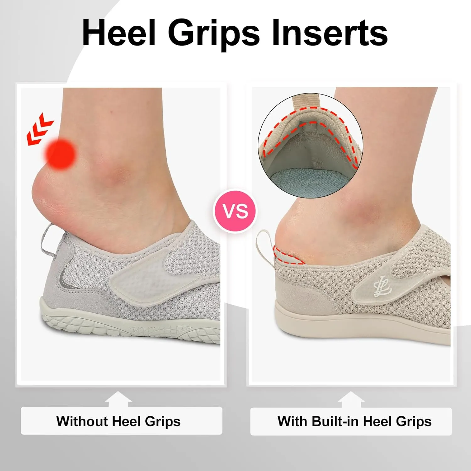LeIsfIt Womens Wide Diabetic Shoes Adjustable Barefoot Walking Shoes Breathable Zero Drop Sneakers for Wide Width Arthritis Edema Feet Size 6-12