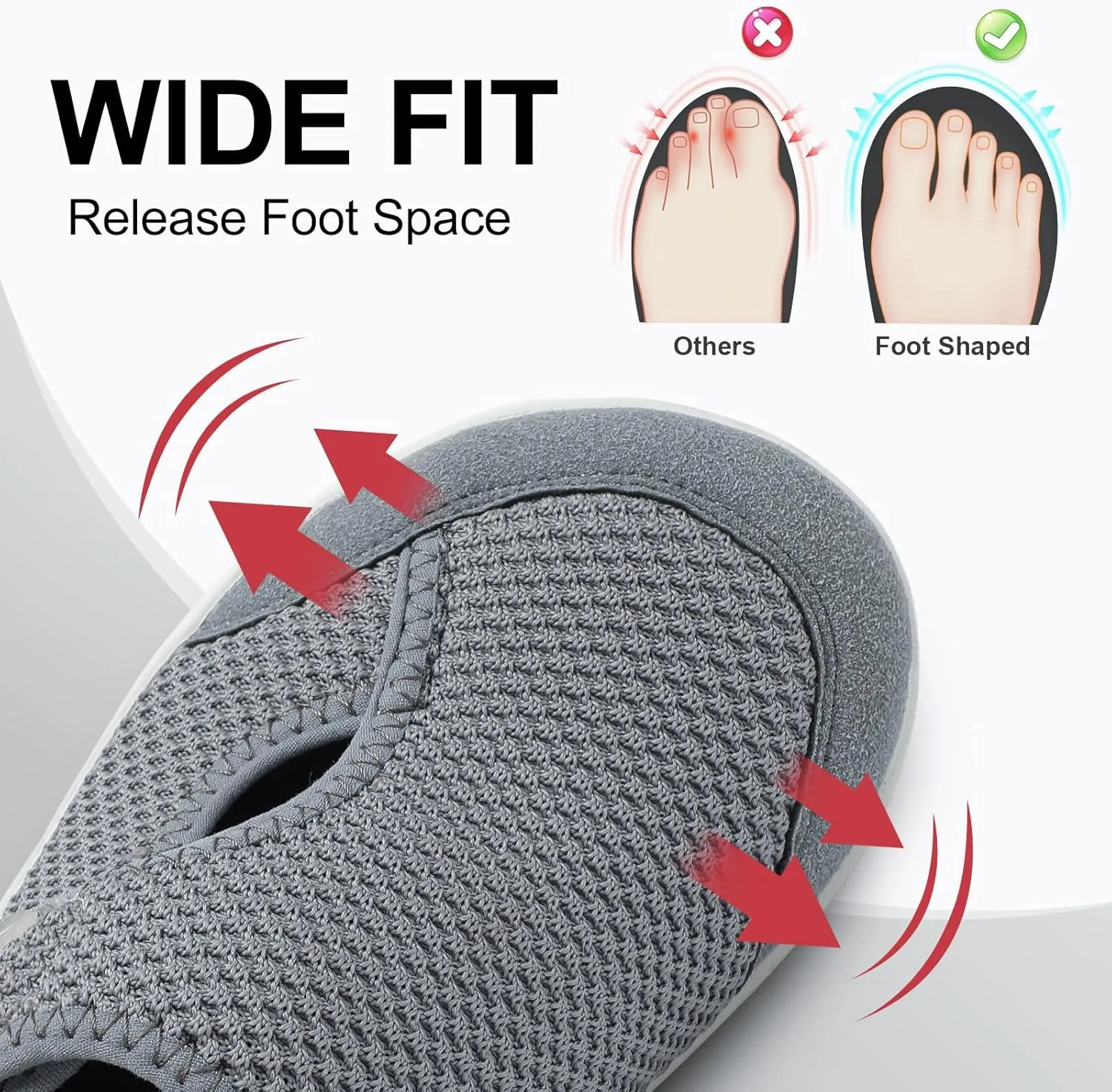 LeIsfIt Womens Wide Diabetic Shoes Adjustable Barefoot Walking Shoes Breathable Zero Drop Sneakers for Wide Width Arthritis Edema Feet Size 6-12