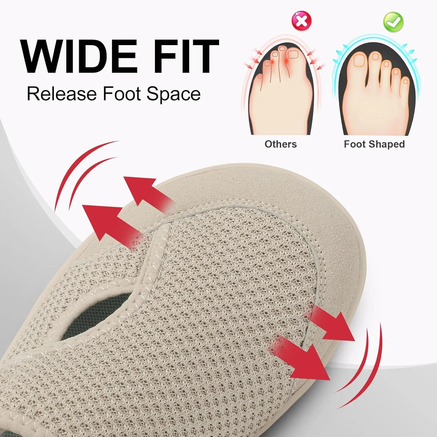 LeIsfIt Womens Wide Diabetic Shoes Adjustable Barefoot Walking Shoes Breathable Zero Drop Sneakers for Wide Width Arthritis Edema Feet Size 6-12