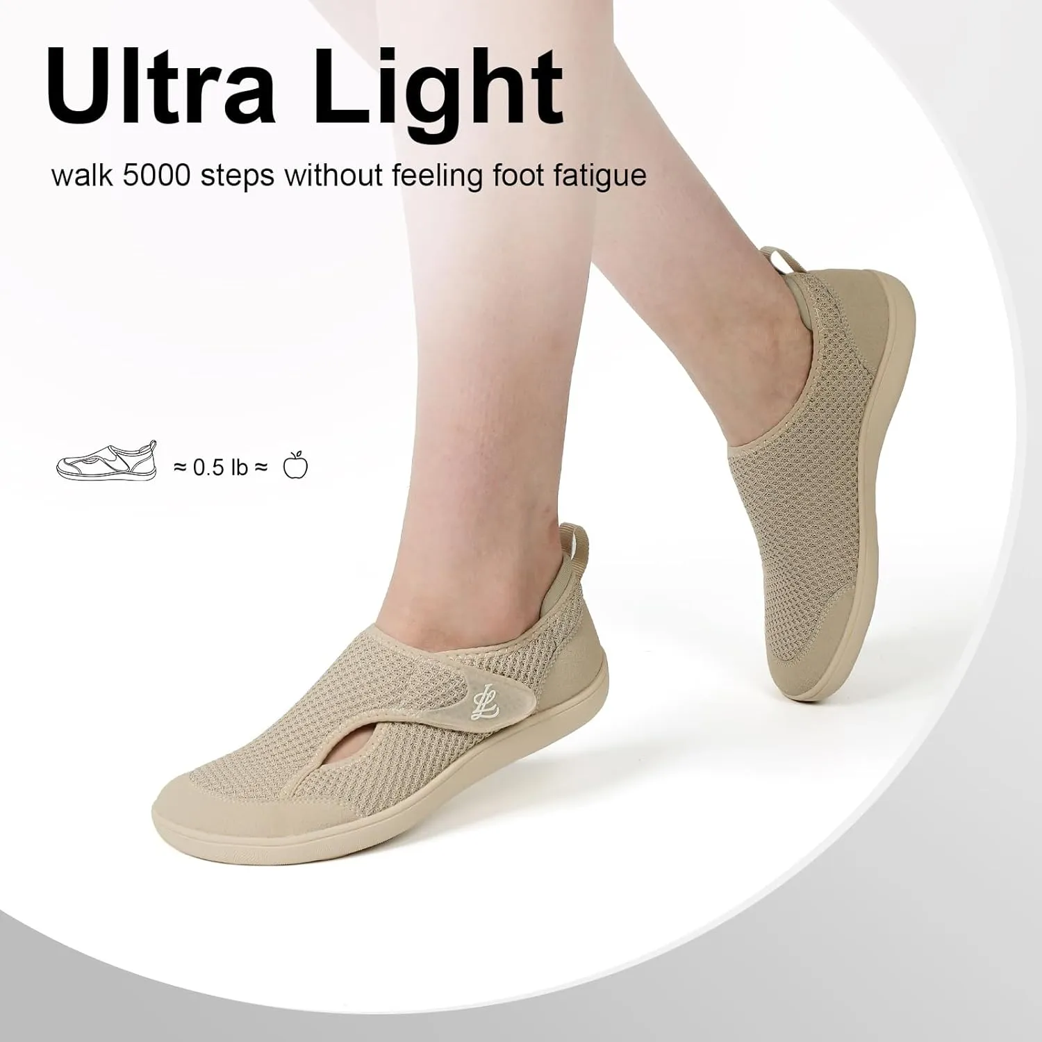 LeIsfIt Womens Wide Diabetic Shoes Adjustable Barefoot Walking Shoes Breathable Zero Drop Sneakers for Wide Width Arthritis Edema Feet Size 6-12