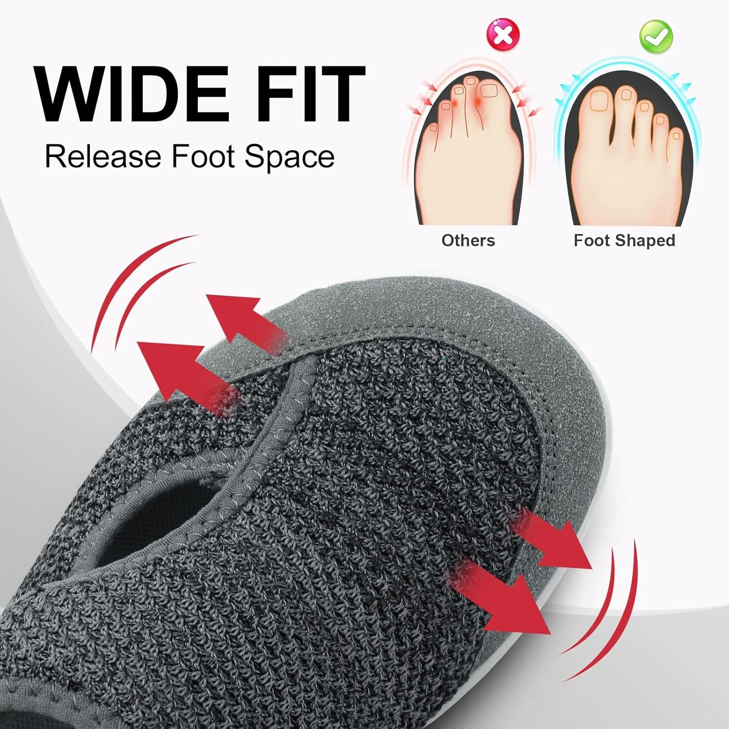 LeIsfIt Womens Wide Diabetic Shoes Adjustable Barefoot Walking Shoes Breathable Zero Drop Sneakers for Wide Width Arthritis Edema Feet Size 6-12