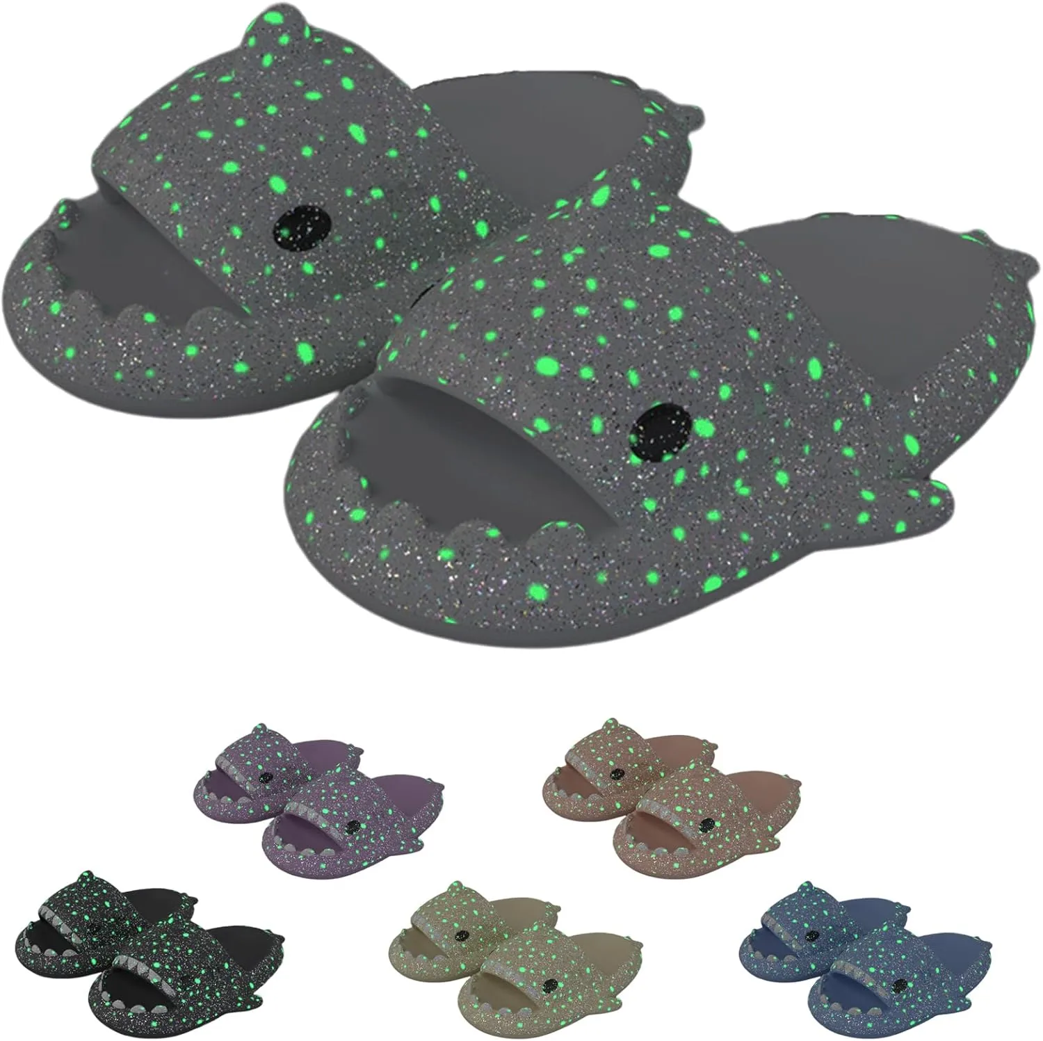 LELEBEAR Galaxy Shark Slides, Shark Slippers Thick Cloud Summer Beach Women Men Shoes