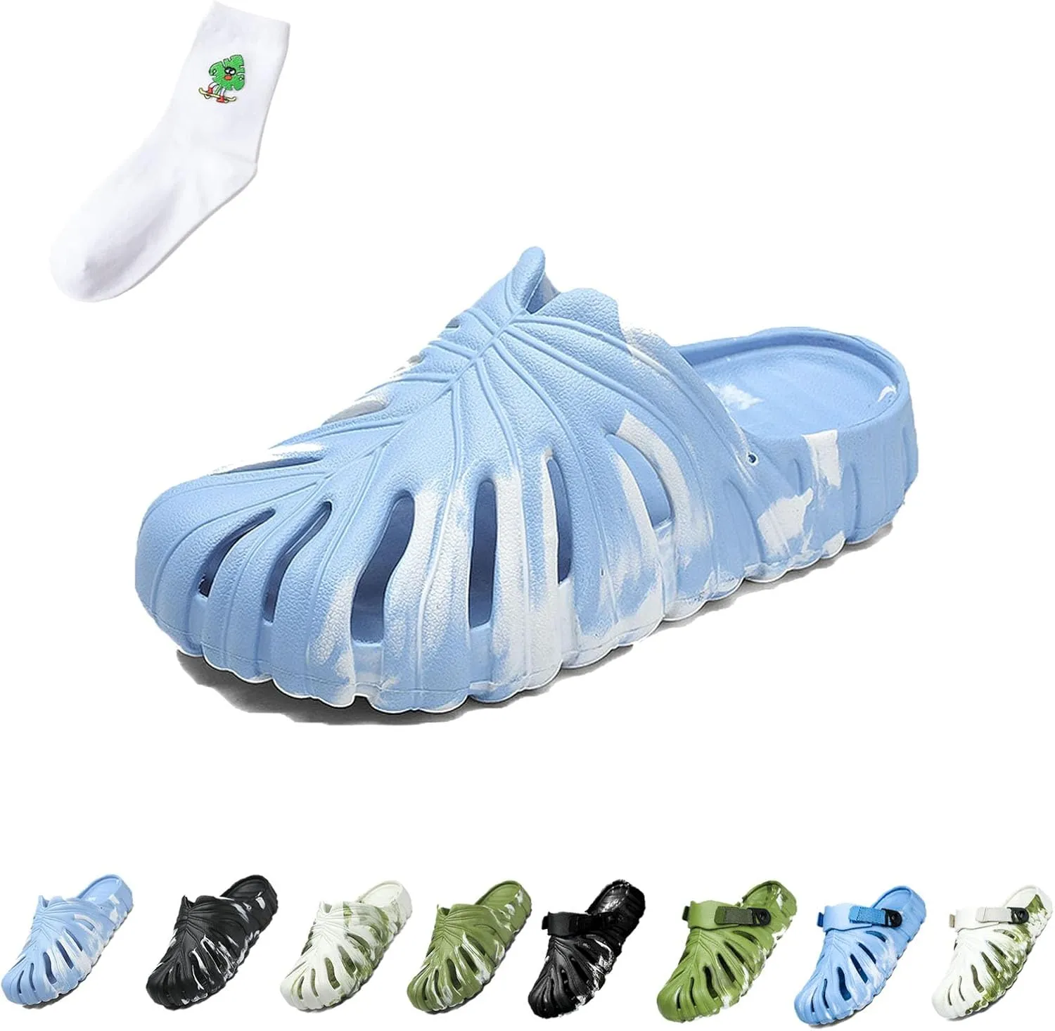LELEBEAR Monstera Slippers, Monstera Pillow Slippers Open Toe Non Slip Slippers, Monstera Slides for Women and Men