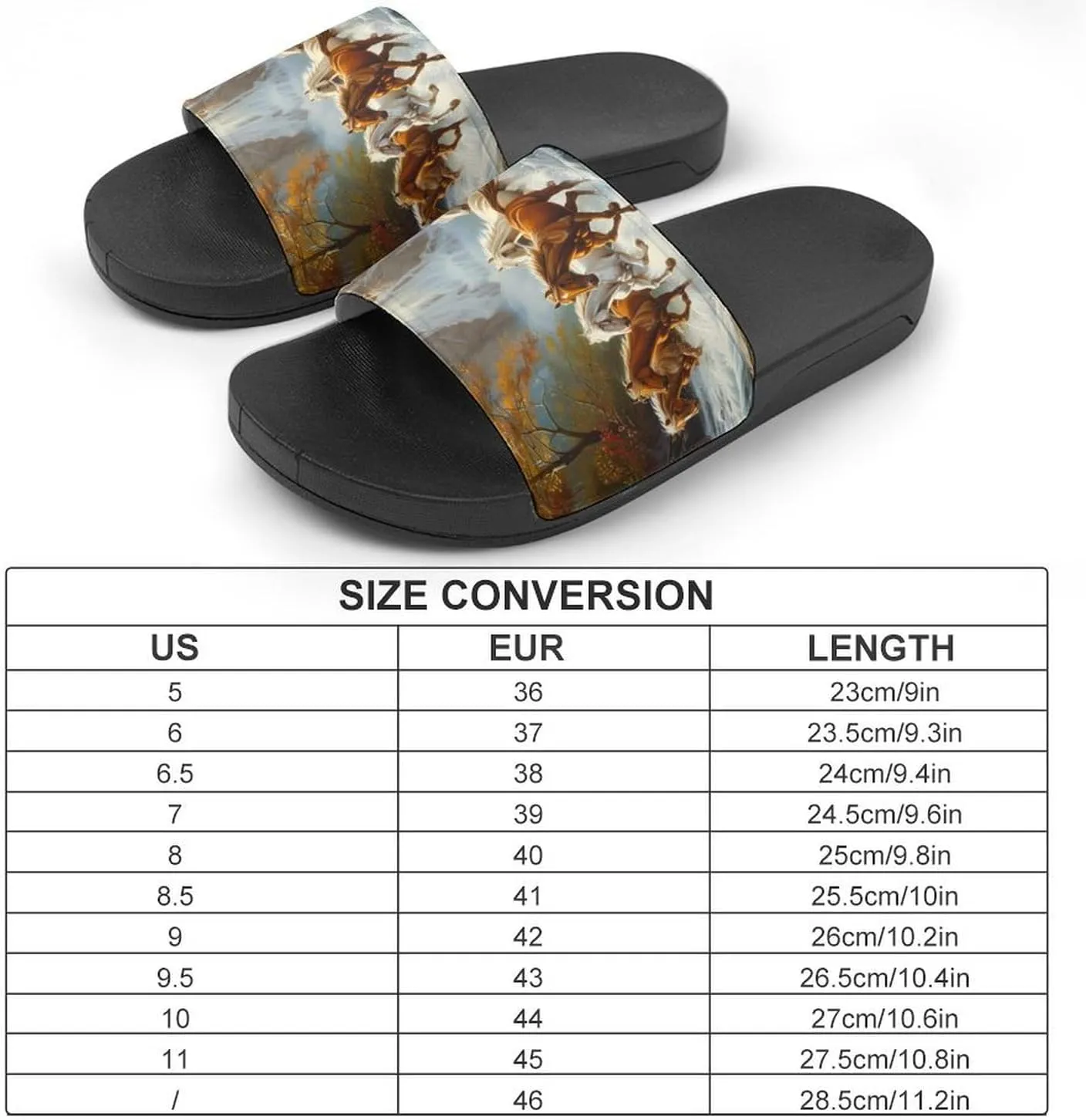 Life Mountain Stream Running Horse Wild Slippers for Women Men Anti-Slip Shower Slides Open Toe Slippers for Home Outdoor Beach